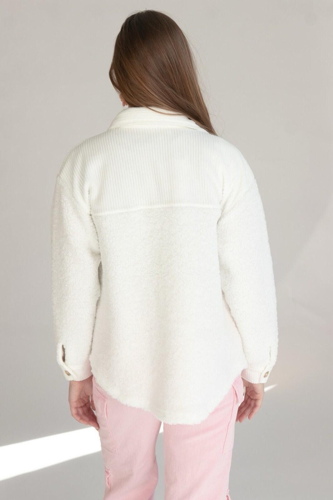 Other No Comment Contrast Sherpa Shacket Fleece Jacket Oversized Size L / US 10 / IT 46 - 4 Thumbnail