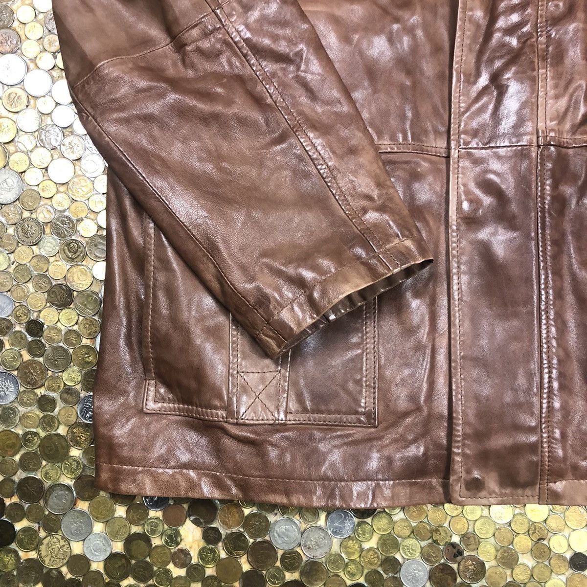 Bugatti Vintage long coat leather jacket