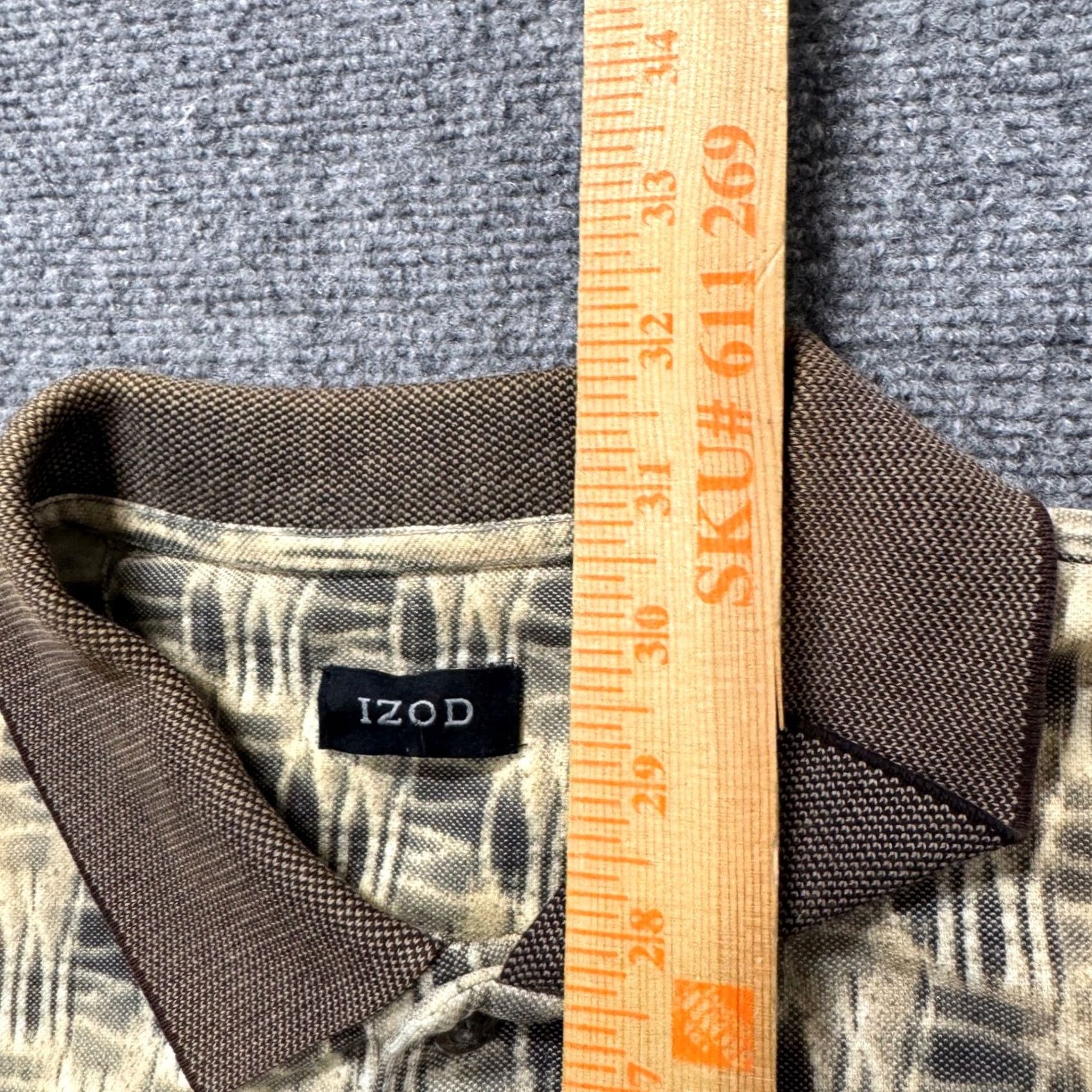 Izod IZOD Polo Shirt Men's XL Cotton Blend Patterned 1/4 Button Up Casual Tan Brown Shirt Mens XL Cotton Blend Patterned 1/4 Button Up Casual Tan Brown Size US XL / EU 56 / 4 - 3 Thumbnail