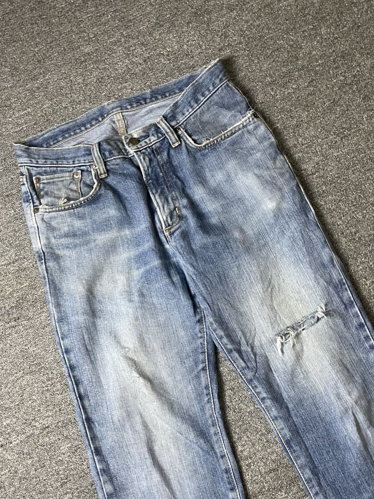 Edwin × Vintage EDWIN 403 Straight Cut Ripped Jeans (106) Size US 32 / EU 48 - 3 Thumbnail