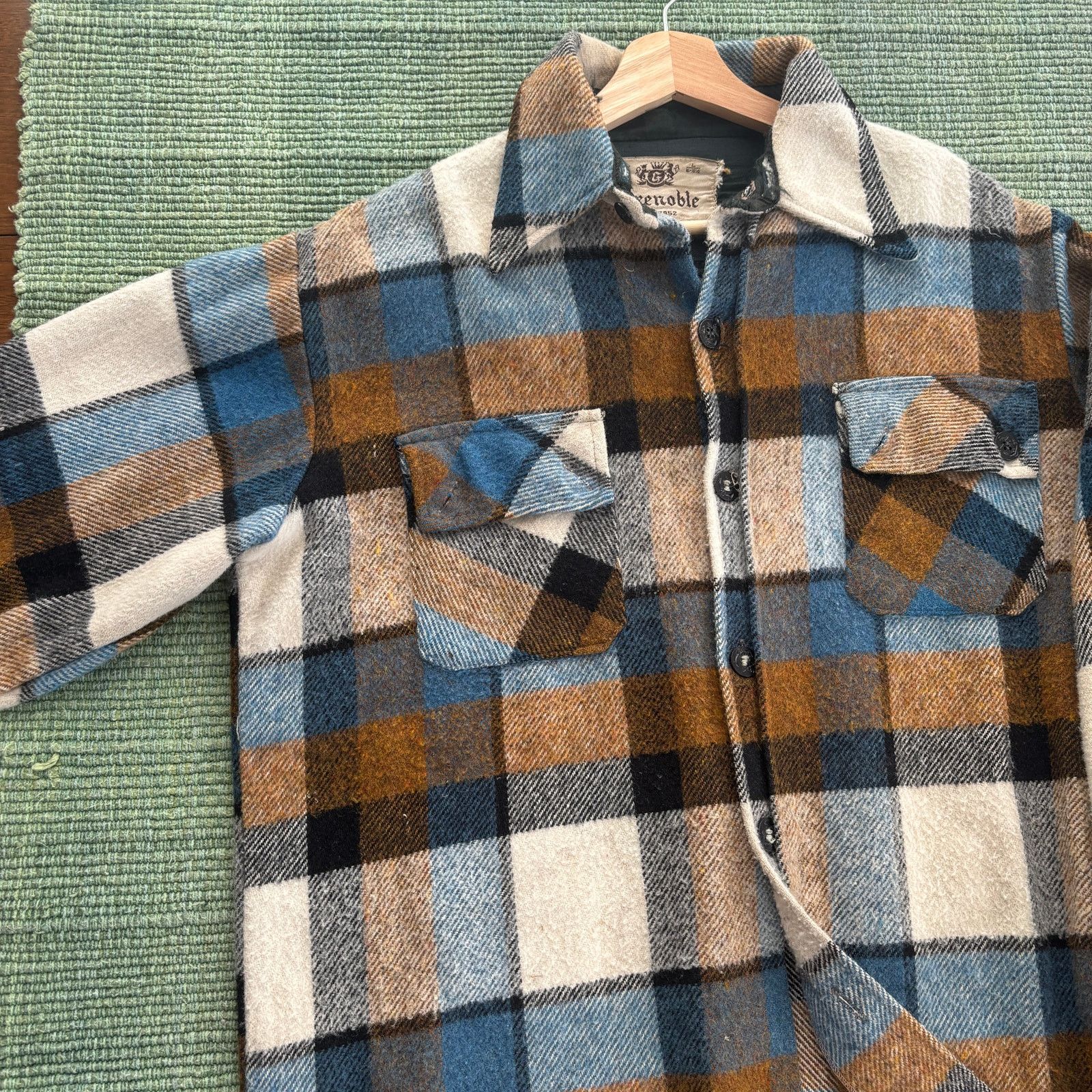 Moncler Grenoble × Vintage True vintage 1960s fuzzy plaid Grenoble brand flannel shirt Size US XL / EU 56 / 4 - 7 Thumbnail
