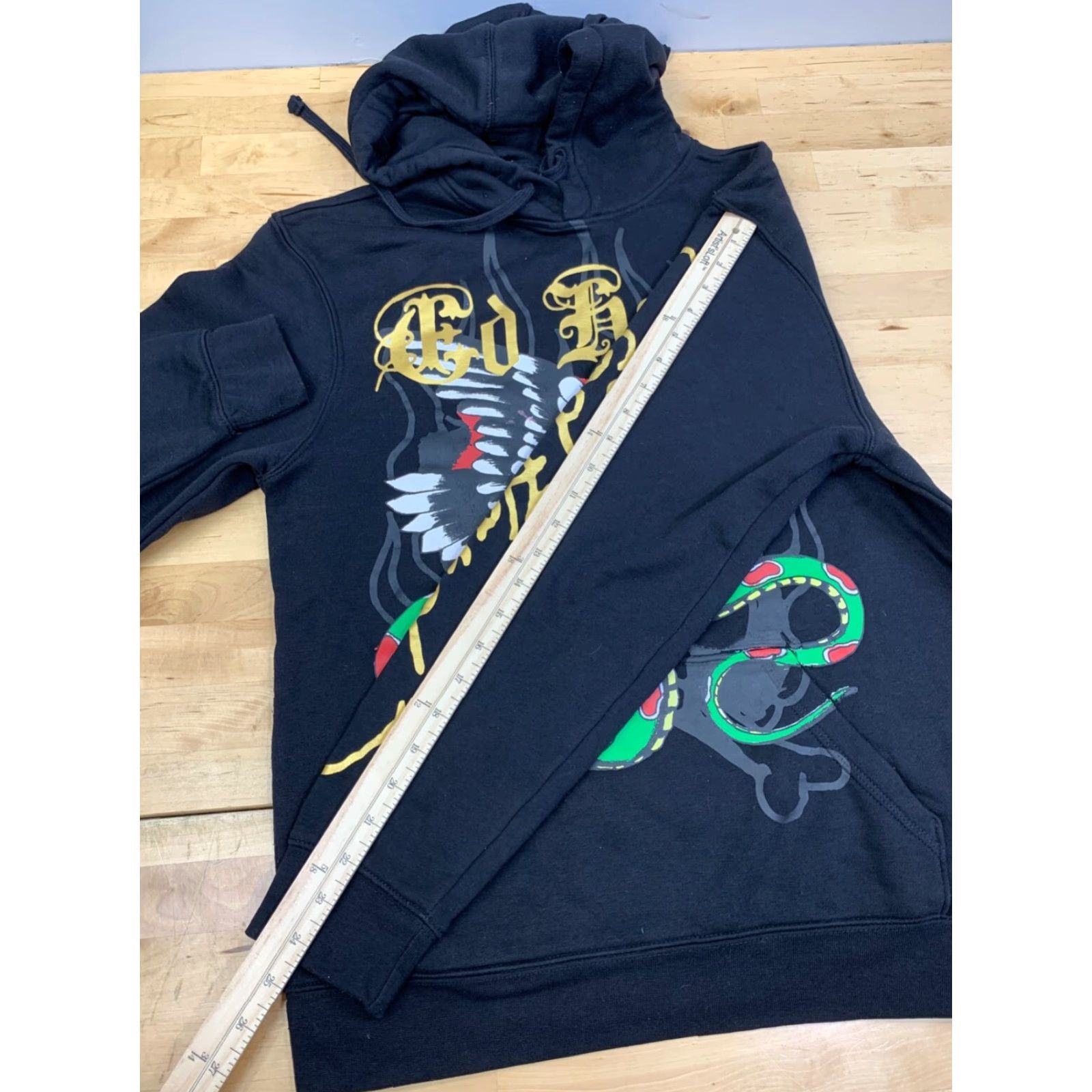 Ed Hardy Ed Hardy Hoodie Mens S Black Pullover Y2K Snake Eagle Goth 11395 Size US S / EU 44-46 / 1 - 7 Thumbnail