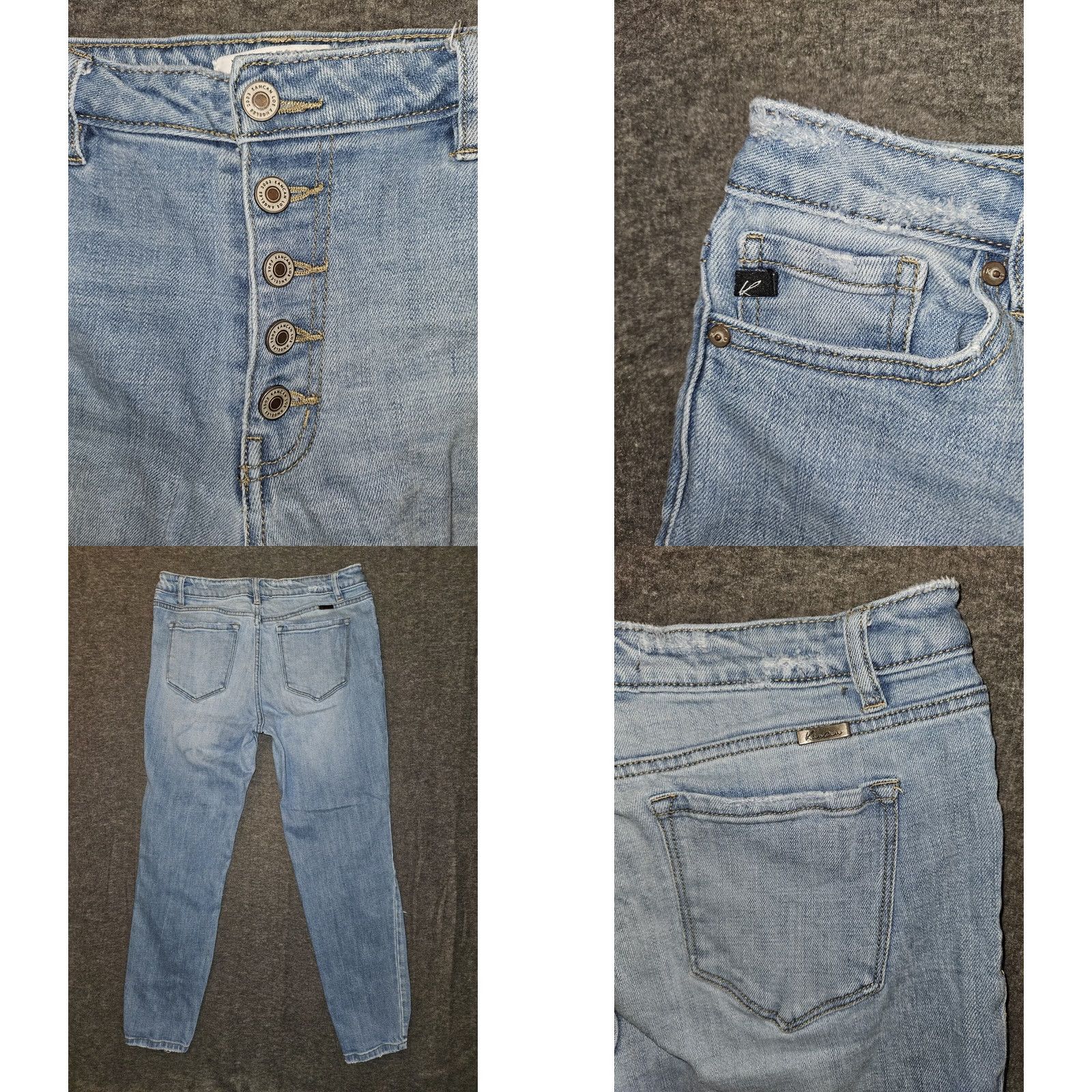 Vintage KanCan Jeans Skinny Ankle Women's 9/28 Blue Denim Distressed Button Fly Stretch Shirts? Size 30" / US 8 / IT 44 - 8 Thumbnail
