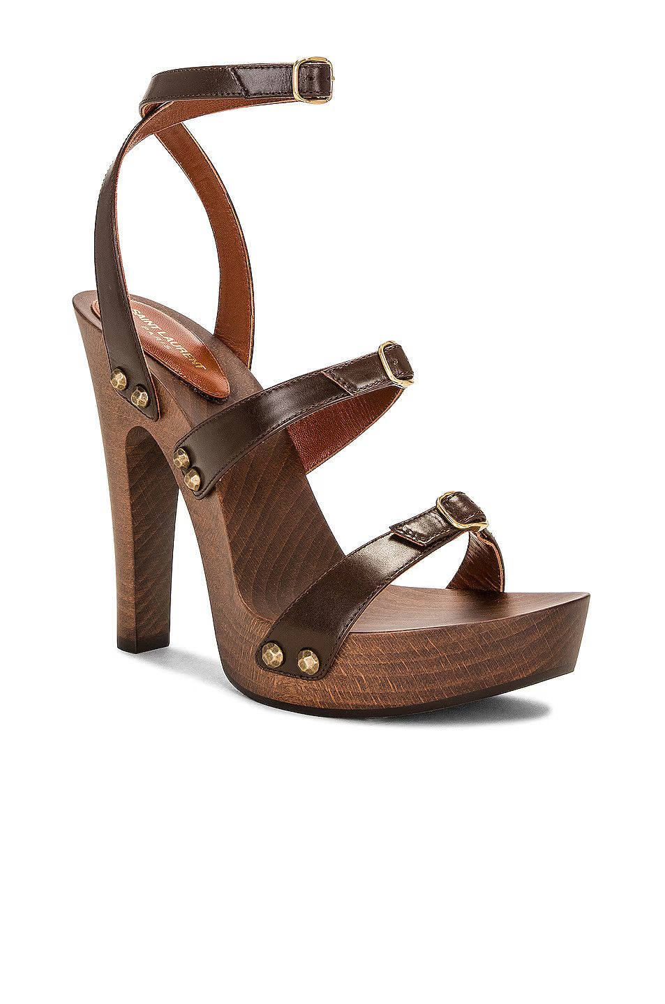 Saint Laurent Paris o1bcso1str1124 Joan Platform Sandals in Toffee Size US 10 / IT 40 - 2 Thumbnail