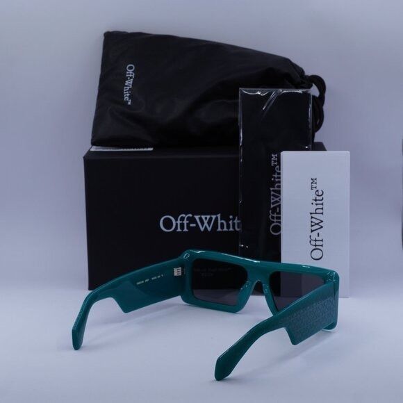 Off-White Off-White OERI140 TROY 5907 Sunglasses Teal Rectangle Frame Size ONE SIZE - 9 Thumbnail