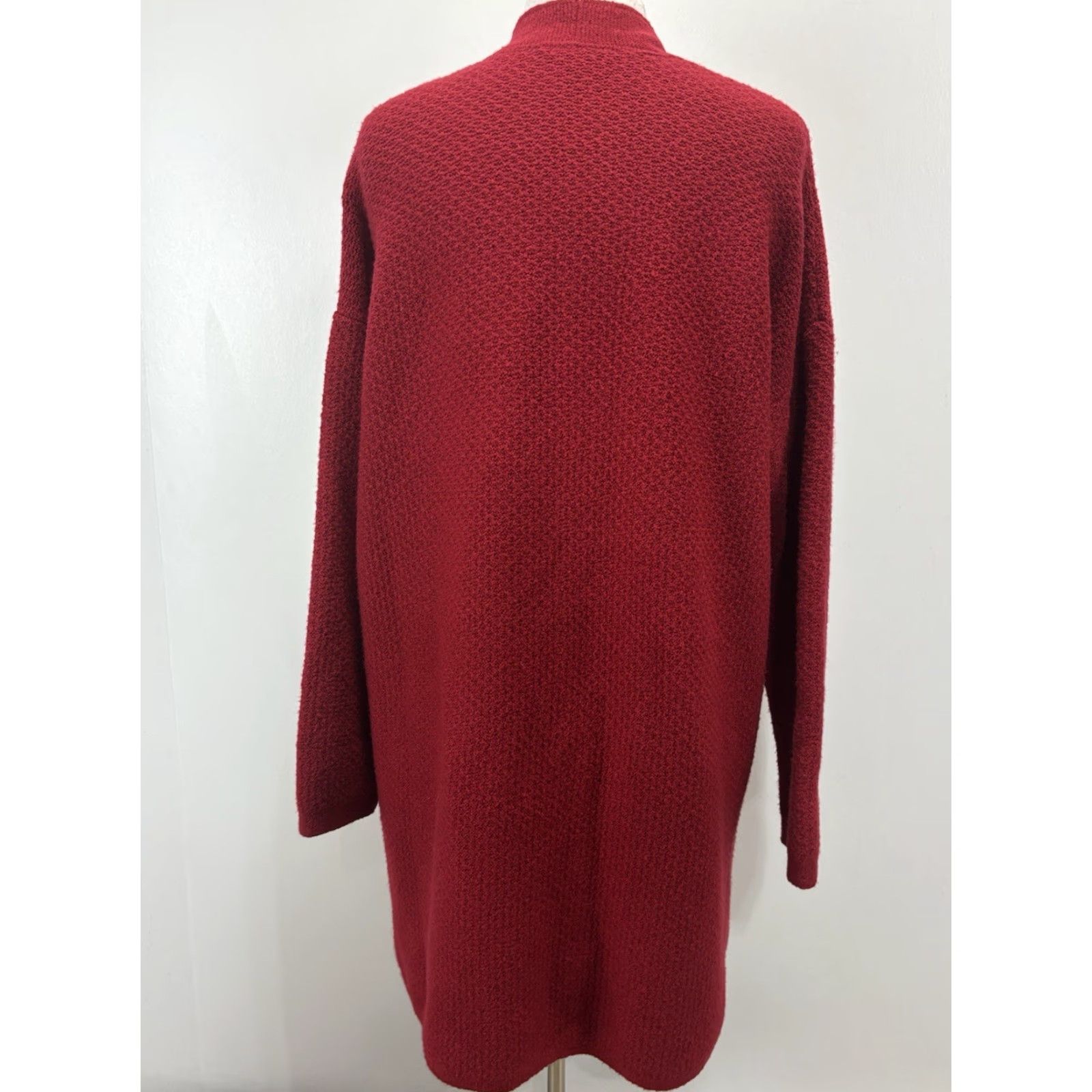 J. Jill J. Jill Textured Knit Cardigan Sweater Large Red Open Front Pockets Womens Size L / US 10 / IT 46 - 3 Thumbnail
