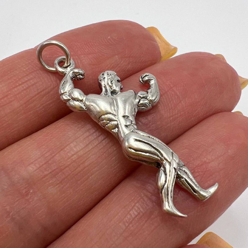 Sterling Silver Vintage Sterling Silver 925 Pendant Gym Fitness Signed 4.3g Size ONE SIZE - 3 Thumbnail