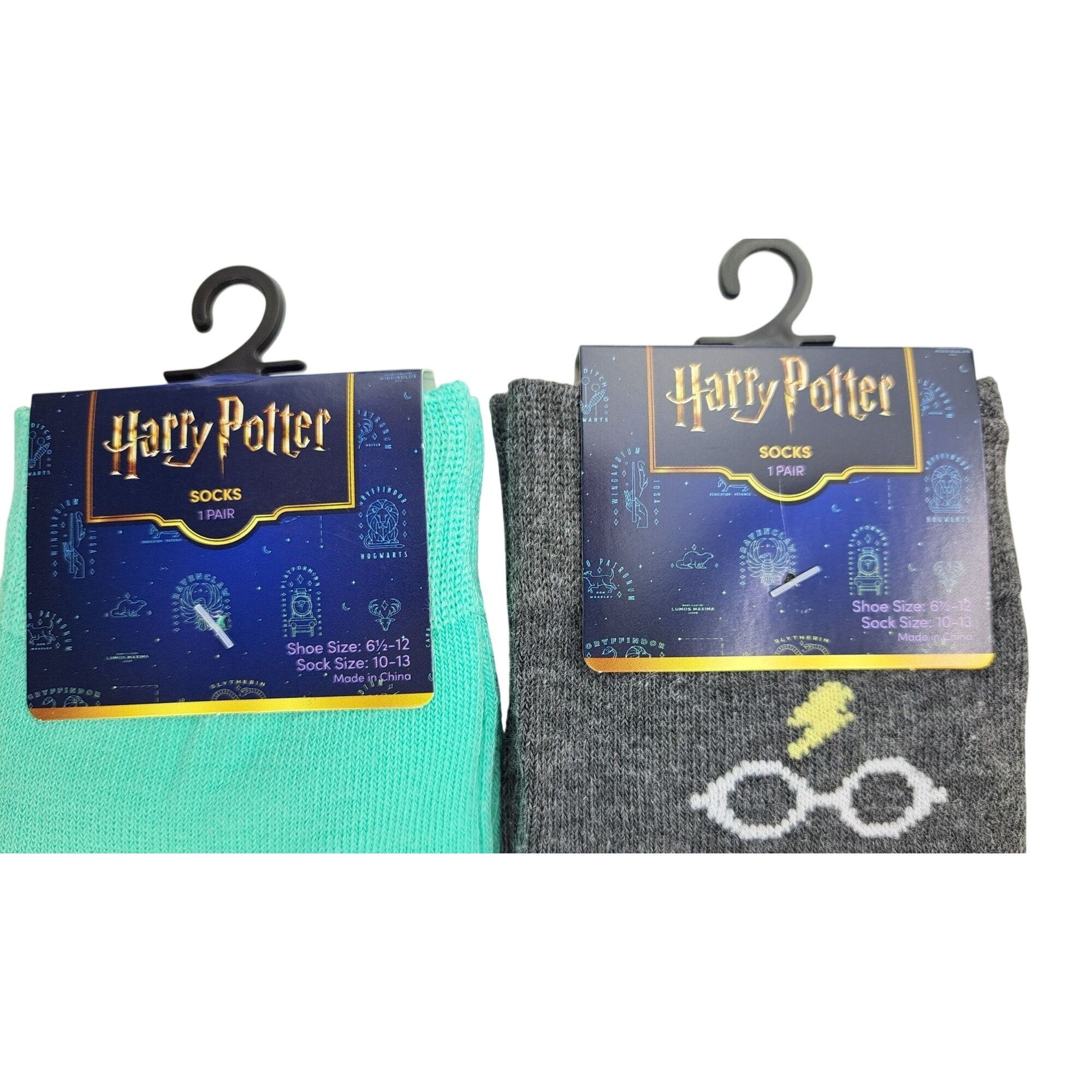Warner Bros Harry Potter Socks 2 Pairs Up To No Good Broomstick Wizard Size ONE SIZE - 4 Thumbnail