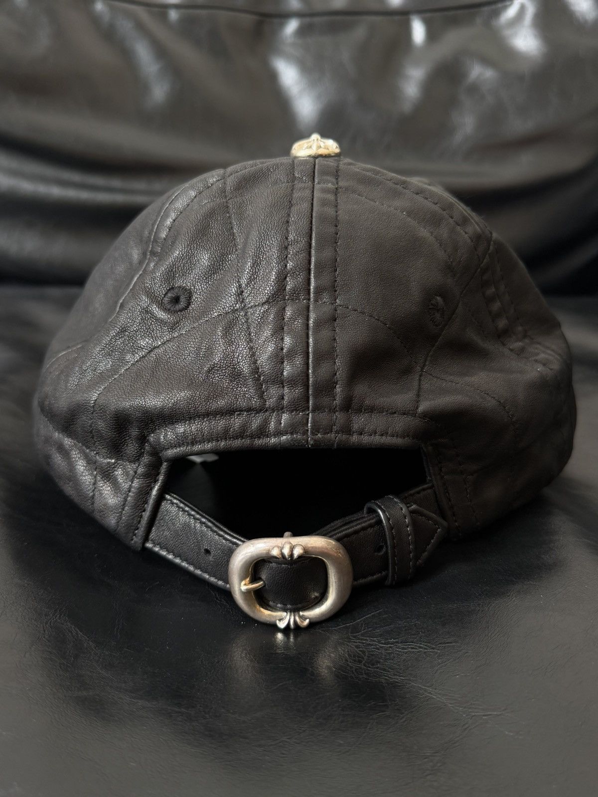 Chrome Hearts Silver Cross Gromet Spider Web Leather Hat Size ONE SIZE - 2 Thumbnail