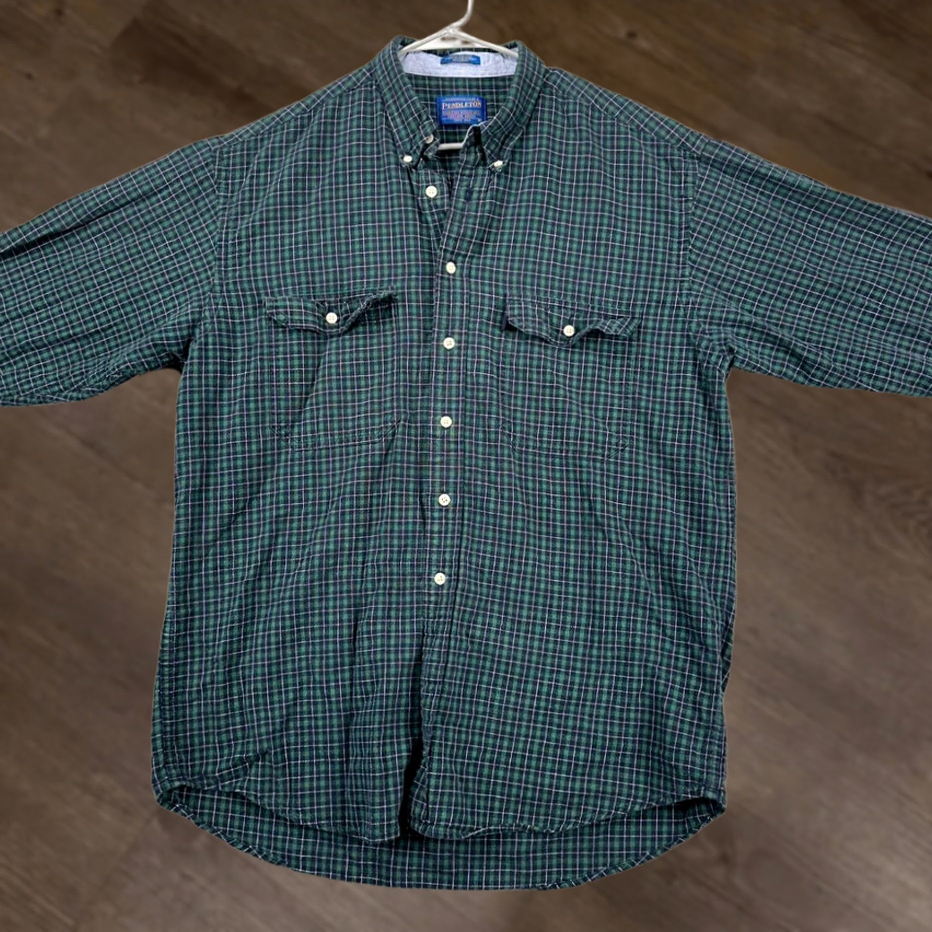 Pendleton Pendleton Shirt Mens Large Navy Green Plaid Flannel Button Down Front Pocket Size US L / EU 52-54 / 3 - 1 Thumbnail
