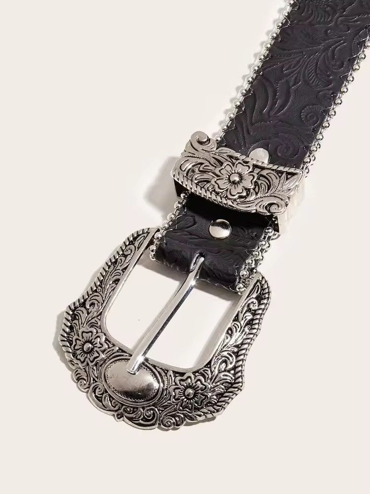 Japanese Brand 122 cm style american western silver snakeskin boho belt Size ONE SIZE - 3 Thumbnail