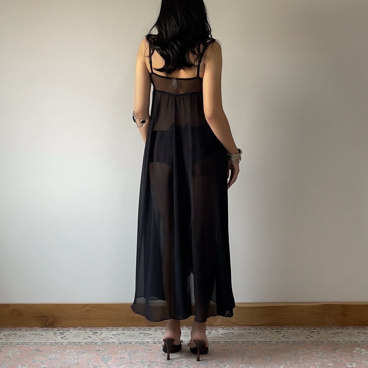 Victoria's Secret Victoria’s Secret 1990s Black Chiffon Lace Nightgown (S–M) Size M / US 6-8 / IT 42-44 - 8 Thumbnail