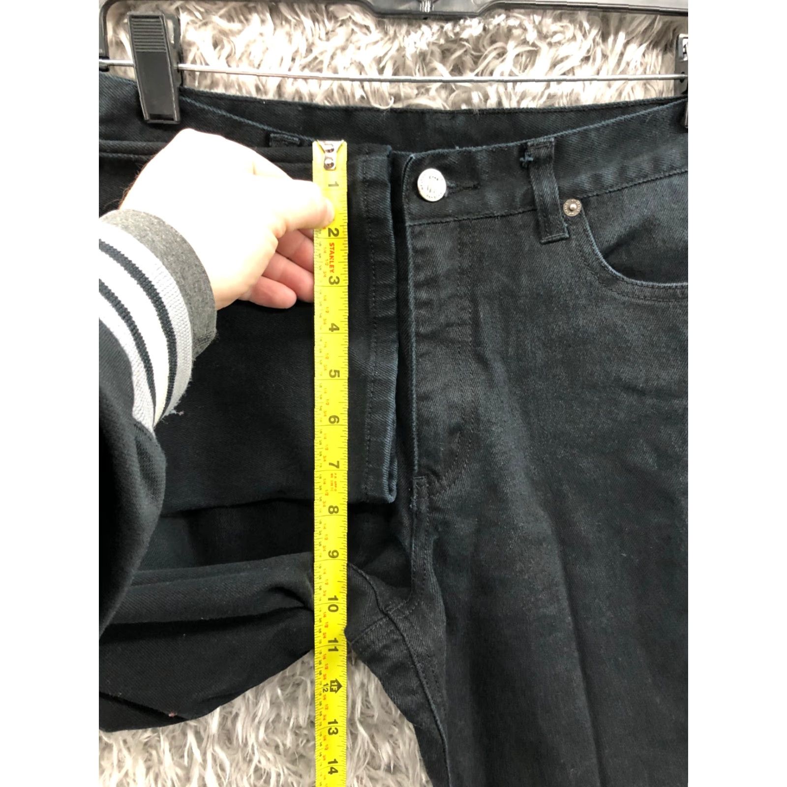 Denime NY Jeans Womens Jeans Size 8 Dark Wash Black Denim Straight Mid Rise Regular 5-Pocket Zipper Button Belt Loops 29in Inseam Size 30" / US 8 / IT 44 - 4 Thumbnail