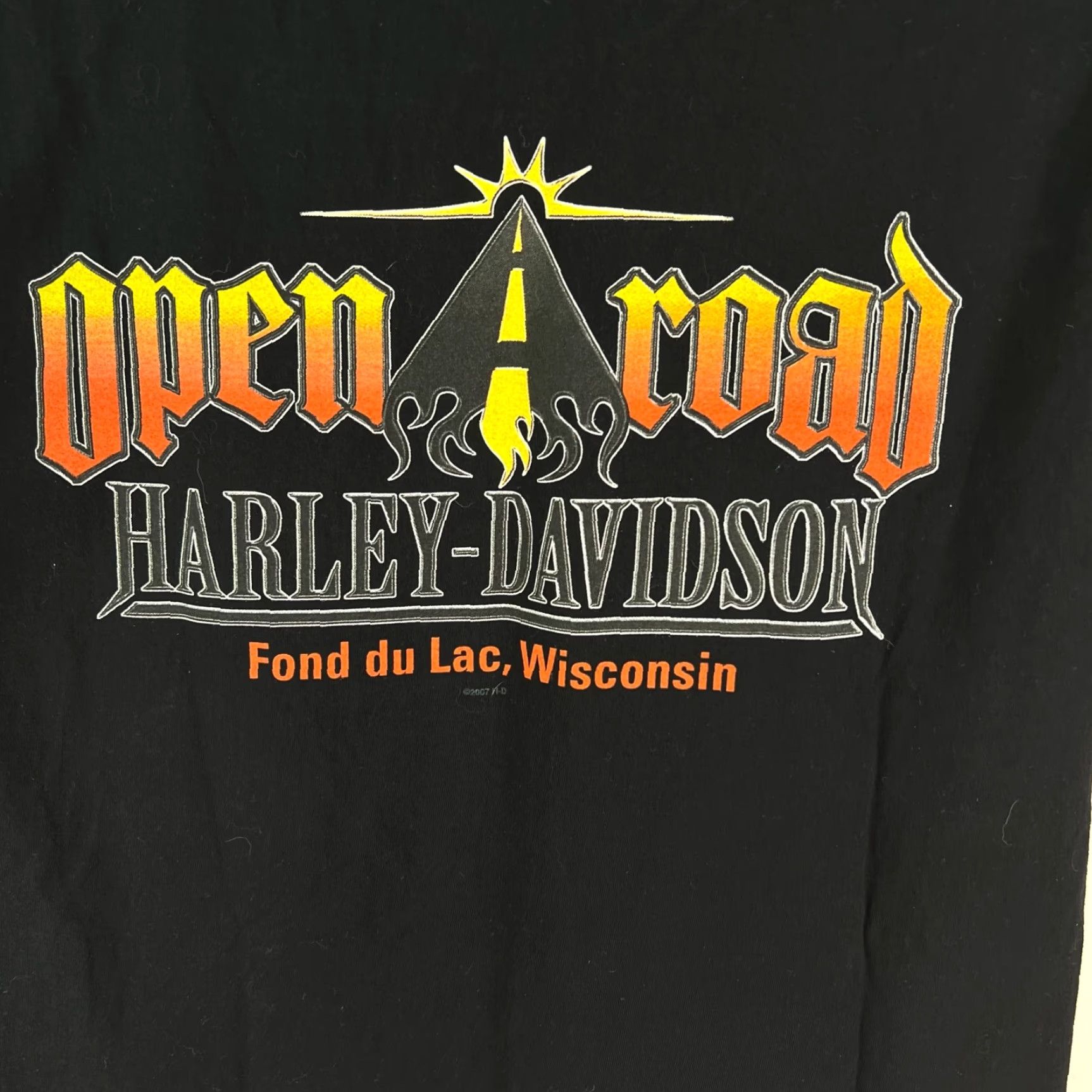 Harley Davidson Harley-Davidson Open Road Mens Black T-Shirt Size L Graphic Print Vintage USA Fond Du Lac WI Kimble? Size US L / EU 52-54 / 3 - 6 Thumbnail