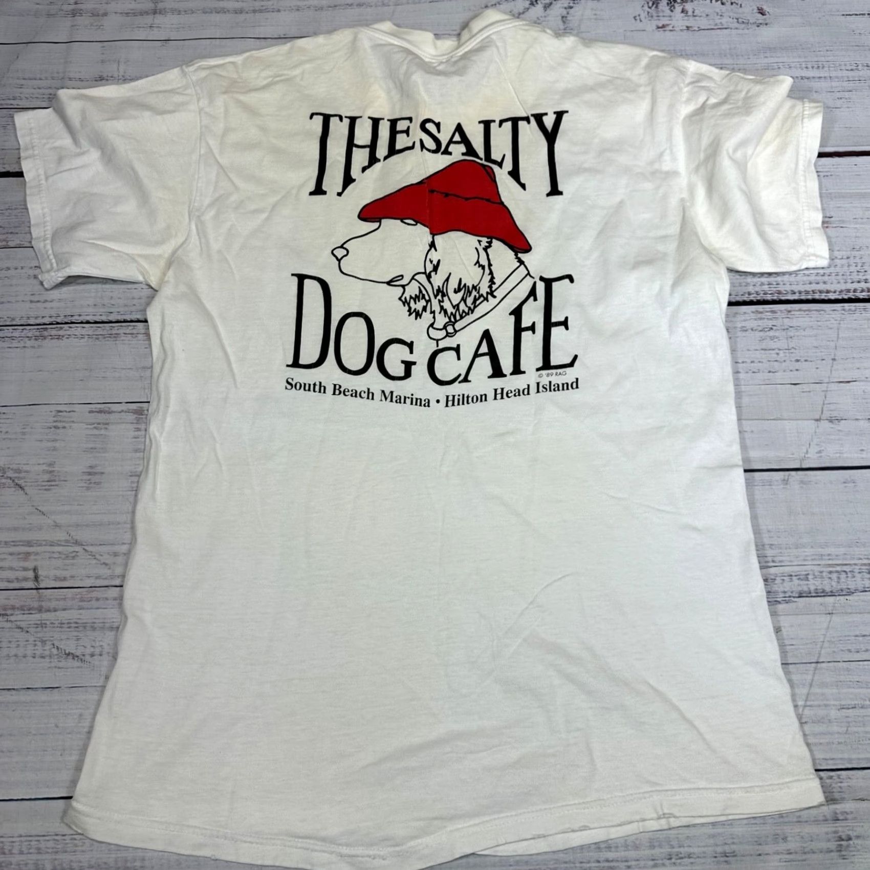 Hanes Vintage The Salty Dog Cafe Womens Short Sleeve T-Shirt Sz M White Crew Neck Size M / US 6-8 / IT 42-44 - 4 Thumbnail