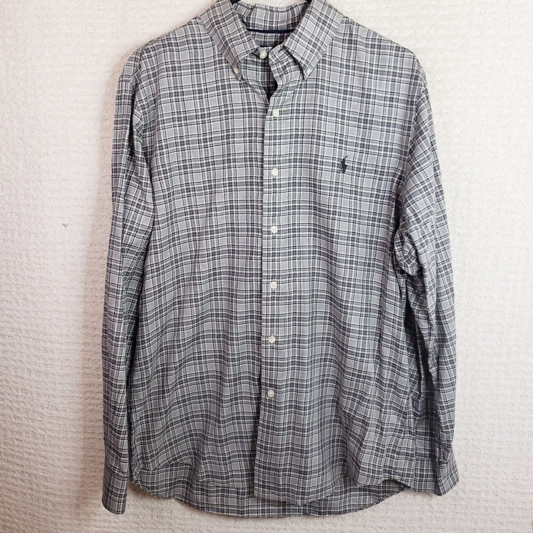 Ralph Lauren Ralph Lauren Shirt Mens Large Gray Plaid Button-Down Slim Fit Casual Pony Logo Size US L / EU 52-54 / 3 - 2 Thumbnail