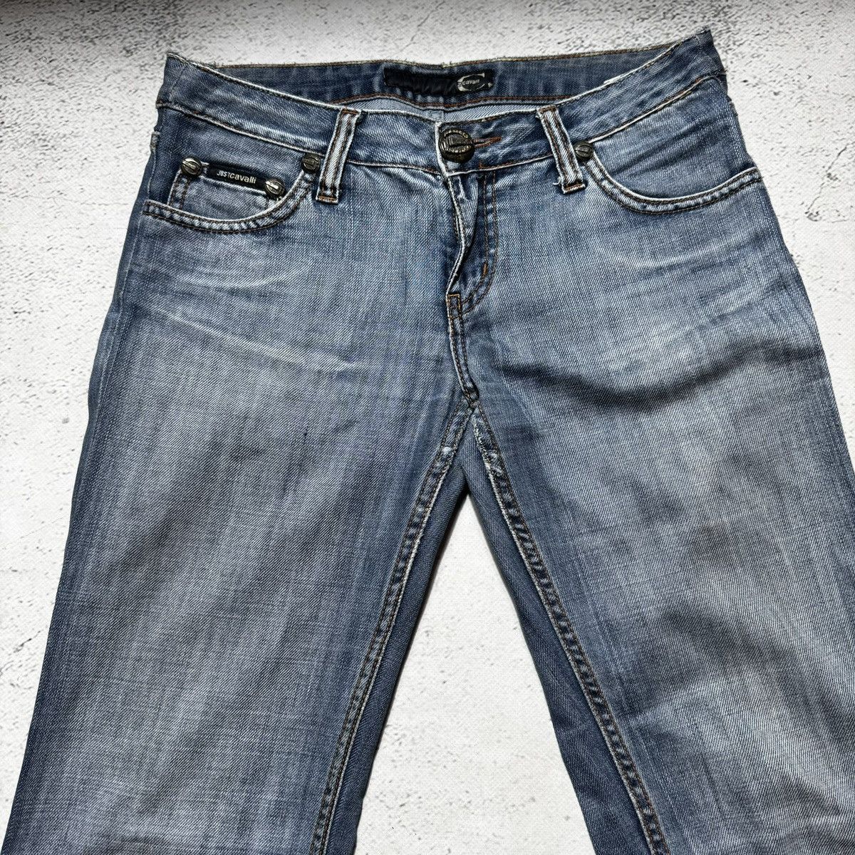 Just Cavalli just cavalli flared distressed jeans with big logo archive Size 29" - 9 Thumbnail