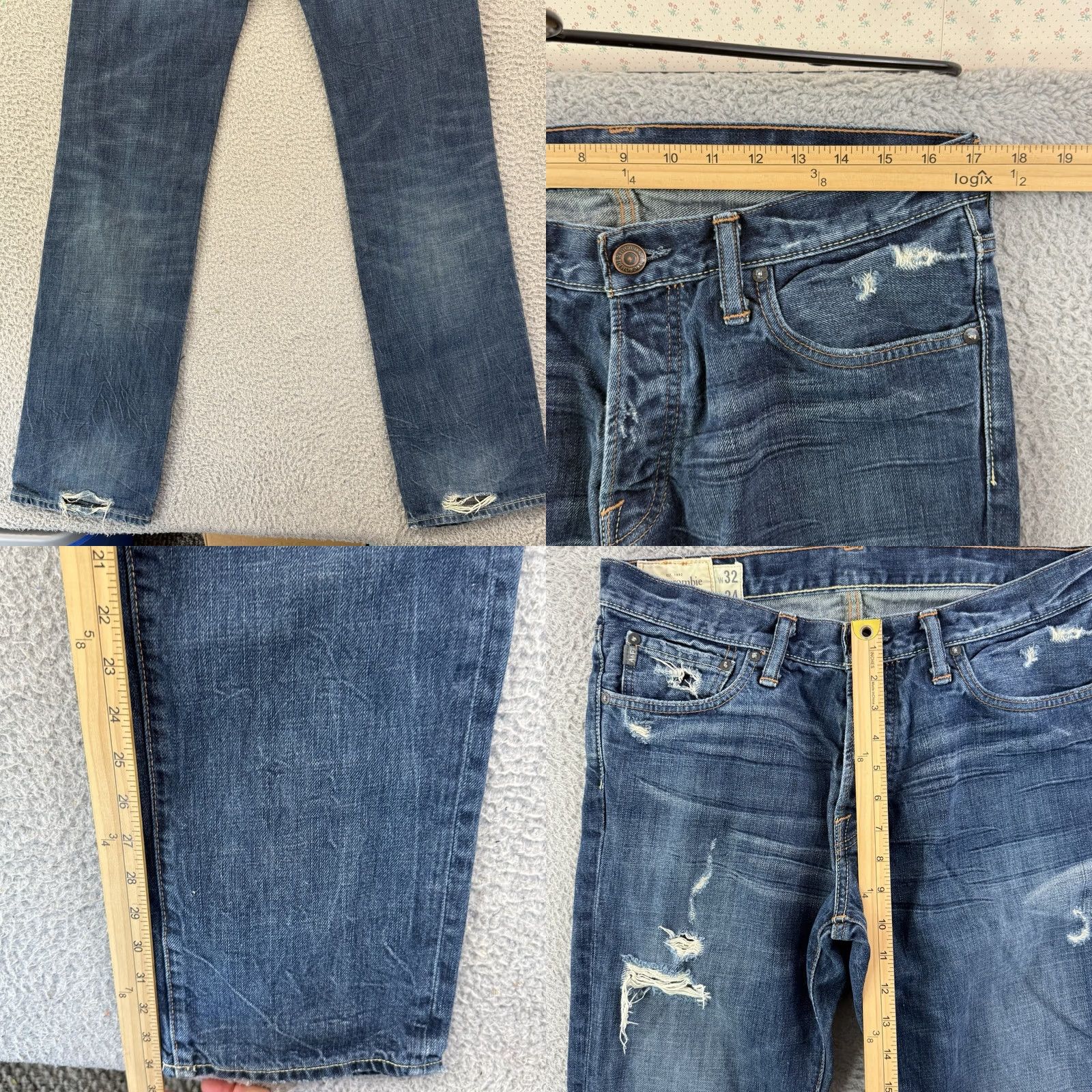 Abercrombie & Fitch VINTAGE Abercrombie & Fitch Jeans Mens 32x34 Blue Straight Button Fly Denim Distress Y2K Size US 32 / EU 48 - 8 Thumbnail