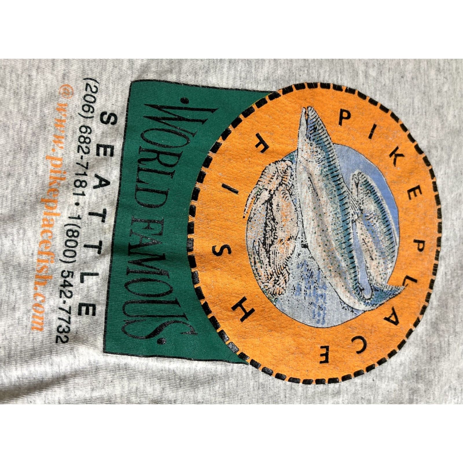 Jerzees VINTAGE 1997 Seattle Grunge Pike Place Flying Fish T Shirt Jerzees Men S Gray Cotton 90s Crew Neck Short Sleeve As Is Size US S / EU 44-46 / 1 - 5 Thumbnail