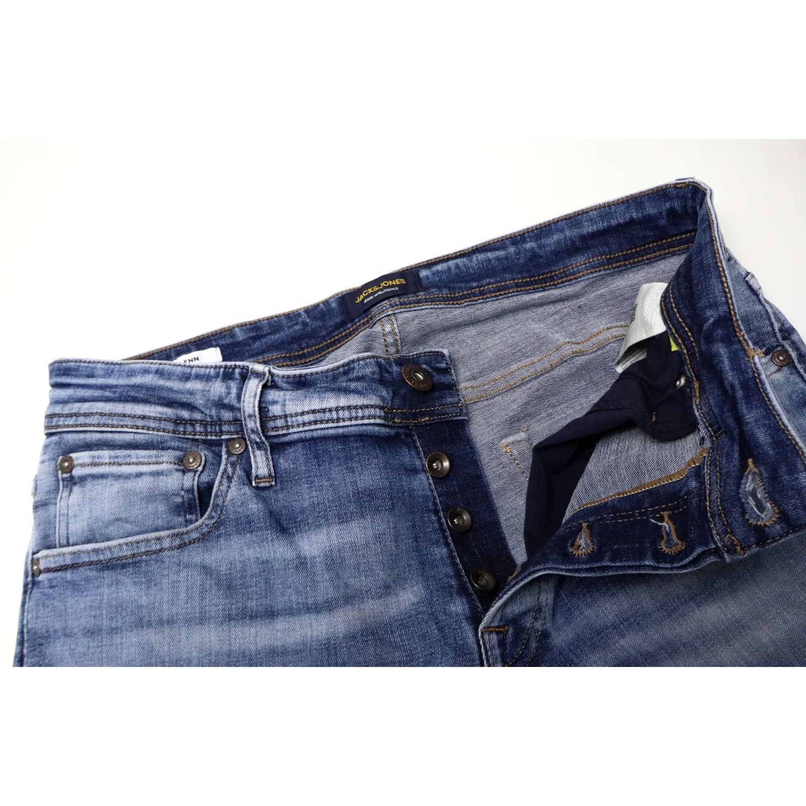 Jack & Jones JACK & JONES Slim / Glenn Jeans Mens W32/L32 Faded Whiskers Blue Distressed Size US 32 / EU 48 - 4 Thumbnail