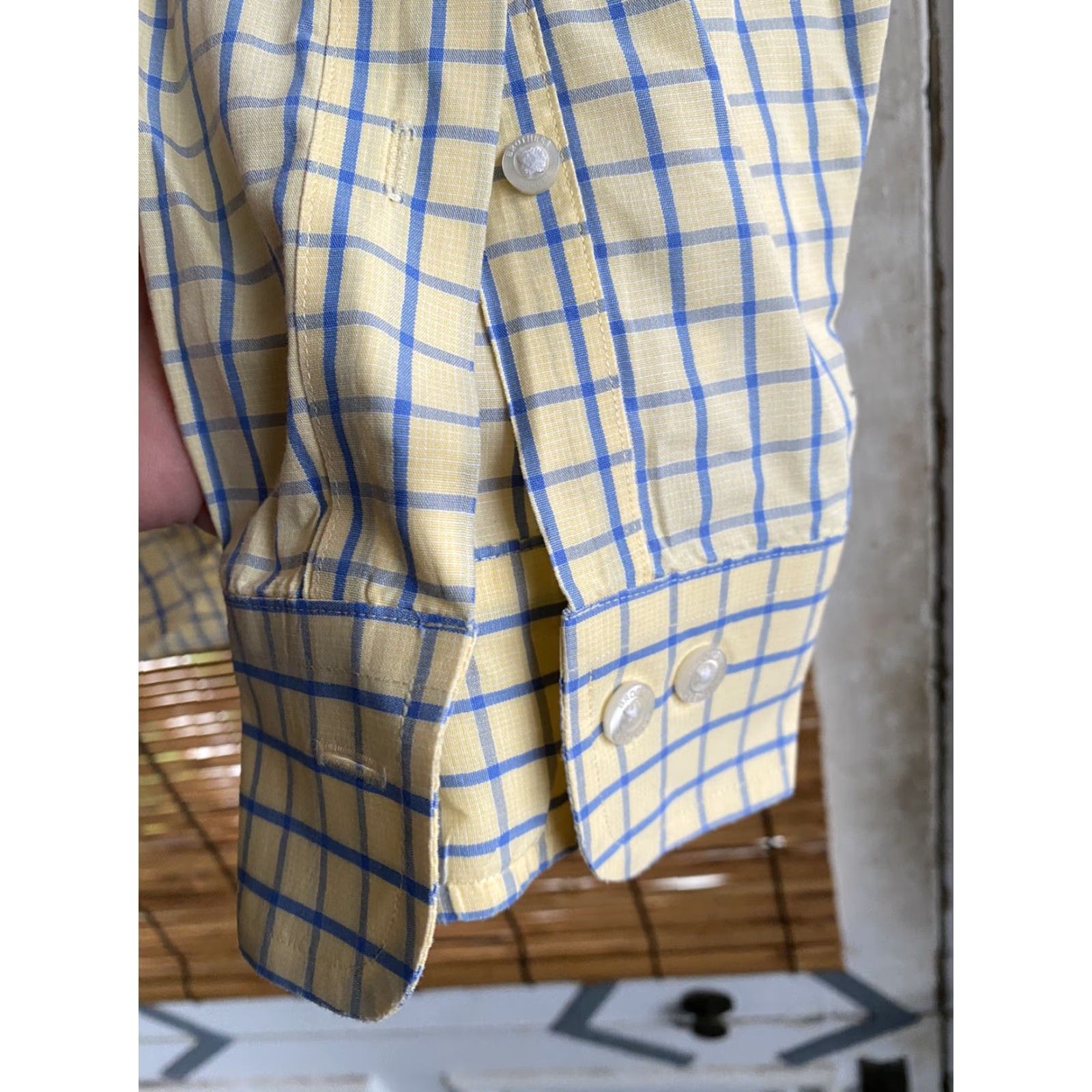 Brooks Brothers BROOKS BROTHERS Mens Button Front Logo Sport Shirt L Cotton Non-Iron Yellow Check Size US L / EU 52-54 / 3 - 4 Thumbnail