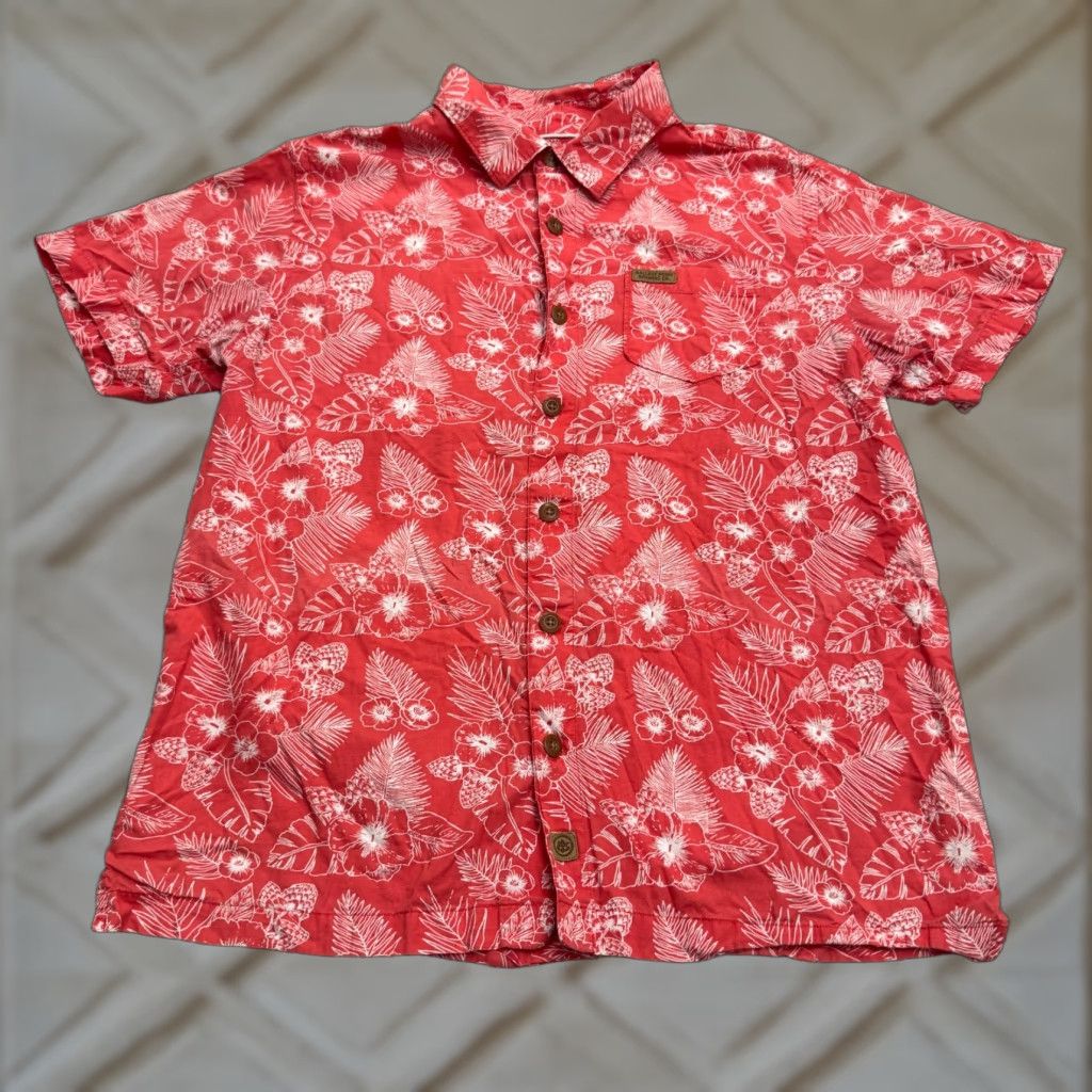 Vintage Toes On The Nose x Ballast Point Button-Up Shirt Adults Medium Red Floral Beach Hawaiian Short Sleeve Cotton 42in Chest Mens Size US M / EU 48-50 / 2 - 1 Thumbnail