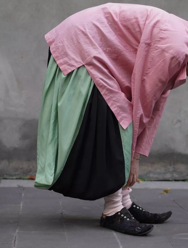 Comme des Garcons size M Pink and blue color matching silk