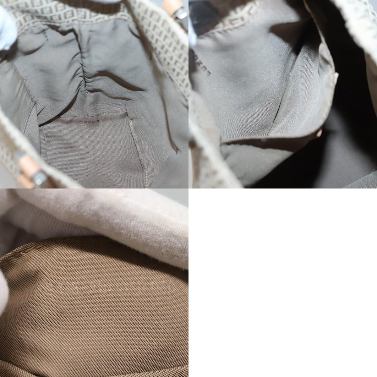 Fendi FENDI Zucchino Canvas Hand Bag Nylon Beige Silver Size ONE SIZE - 12 Thumbnail