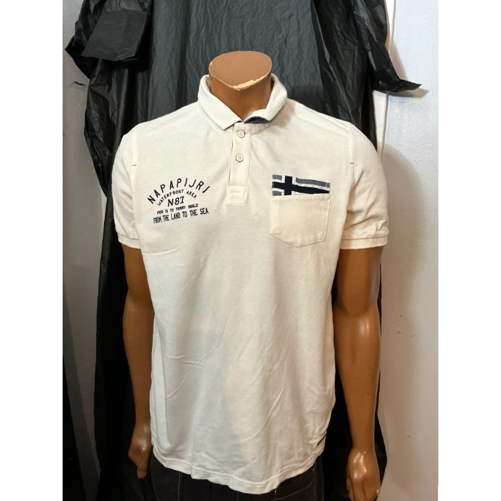 Napapijri Napapijri Polo Shirt S/S N87 Waterfront Area Land To The Sea San Francisco White Large Mens Size US L / EU 52-54 / 3 - 7 Thumbnail