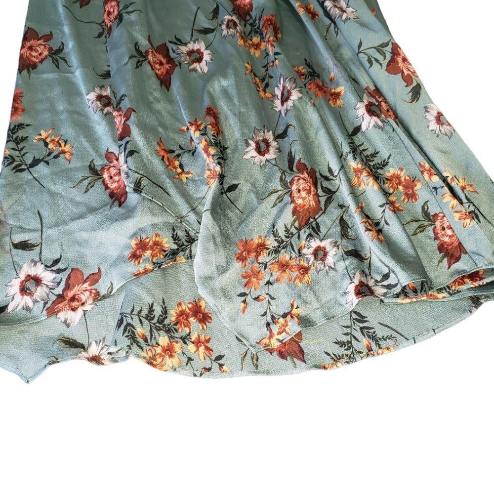 Designer CT1088a Zara Basic Ladies Floral Green Midi Skirt M Size 32" / US 10 / IT 46 - 2 Thumbnail