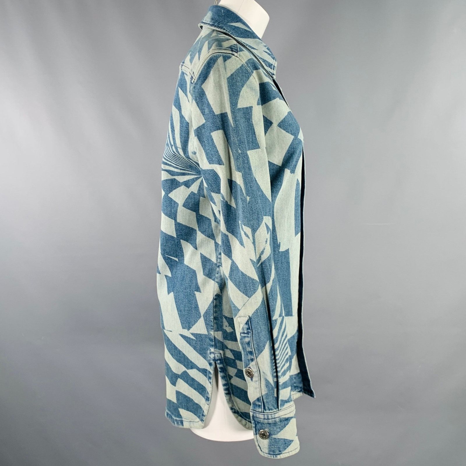 Stella McCartney STELLA McCARTNEY XXS Blue Light Blue Cotton Optical Jacket Size XXS / US 00 / IT 34 - 3 Thumbnail