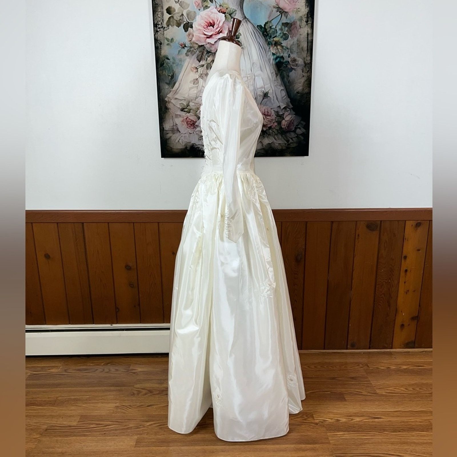 Vintage Elegant Vintage 1950s Taffeta Wedding Gown! Size M / US 6-8 / IT 42-44 - 4 Thumbnail