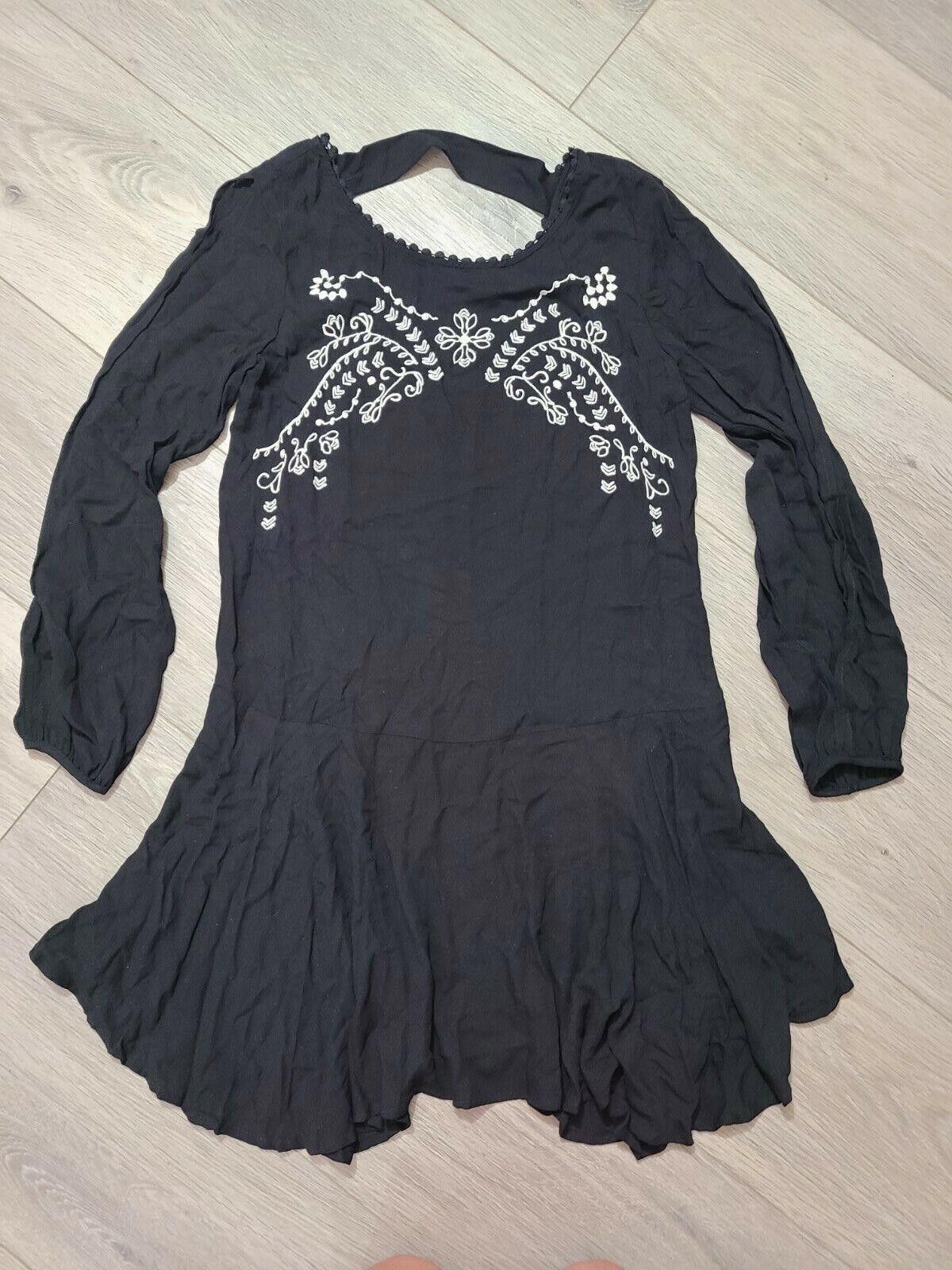 Designer Exhilaration Dress Medium Black White Embroidered Long Size M / US 6-8 / IT 42-44 - 1 Thumbnail
