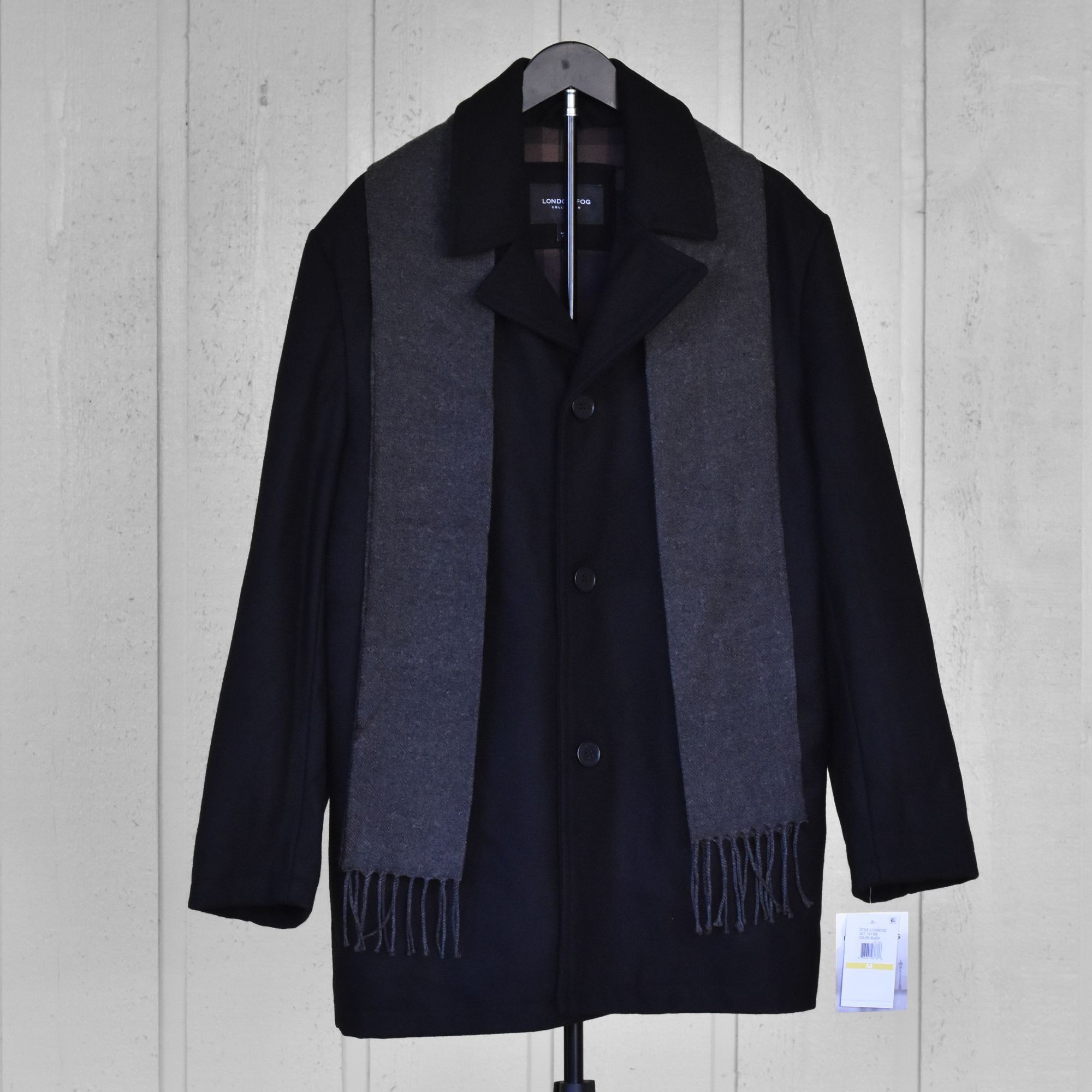 London Fog London Fog Men Amity Wool Blend Jacket Coat with Scarf Black Size US M / EU 48-50 / 2 - 2 Thumbnail