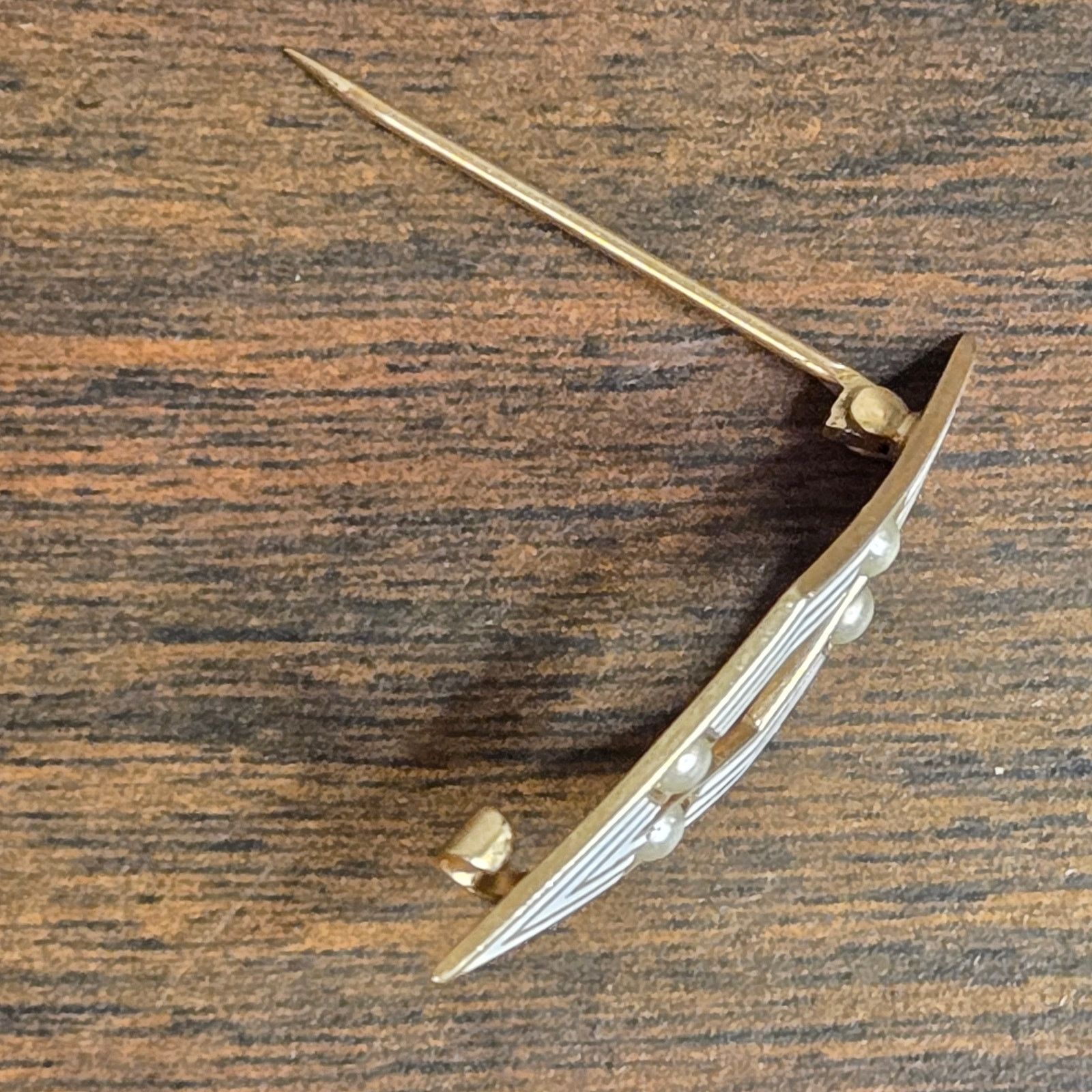 Vintage Antique Art Deco 10K Yellow Gold Seed Pearl Lozenge Brooch Size ONE SIZE - 10 Thumbnail