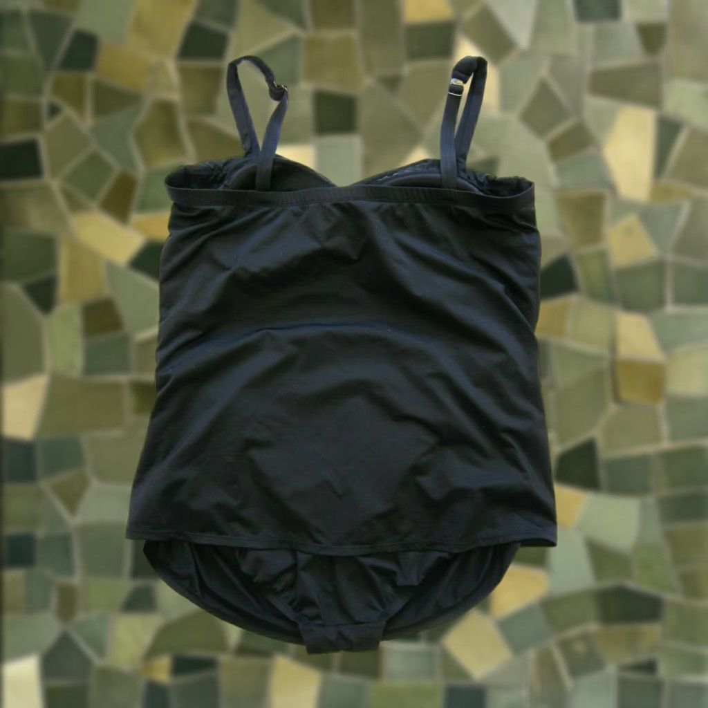 Vintage Clean Water Black Slimming Ruched Modest Swimsuit Dress Women Size 18W Size XXL / US 16-18 / IT 52-54 - 1 Thumbnail