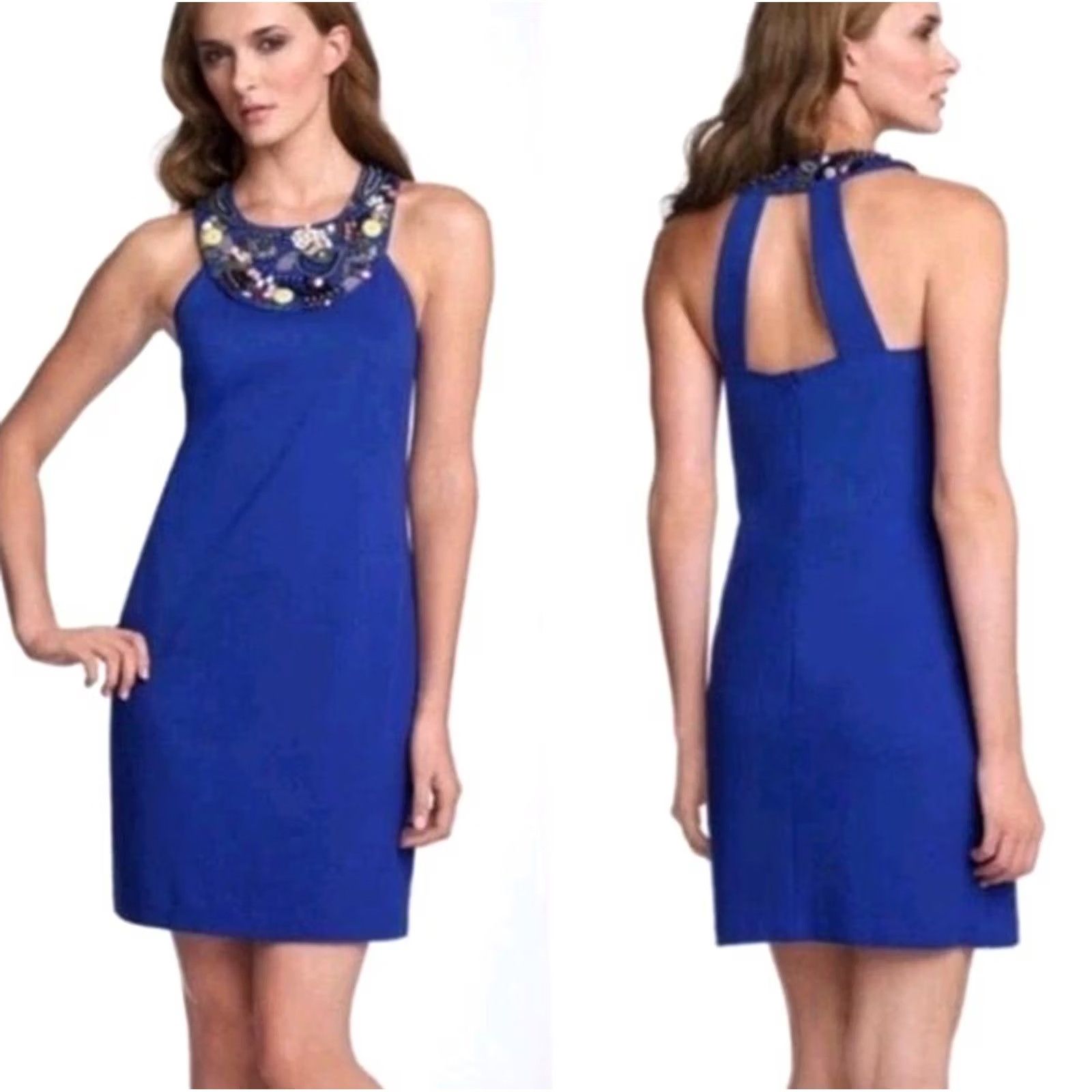 Trina Turk Trina Turk Mini Dress Size 8 Royal Blue Beaded Embellished Evening MSRP 48 Size M / US 6-8 / IT 42-44 - 2 Thumbnail