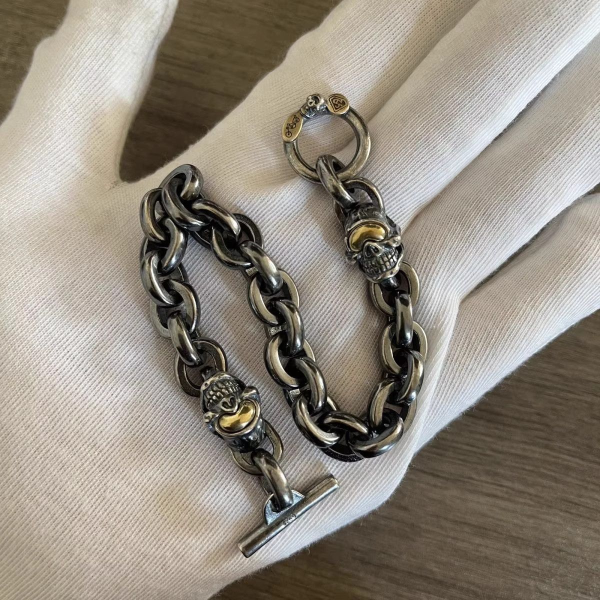 Sterling Silver Chrome Cross Sterling Silver Bracelet Vintage chain Size ONE SIZE - 1 Thumbnail