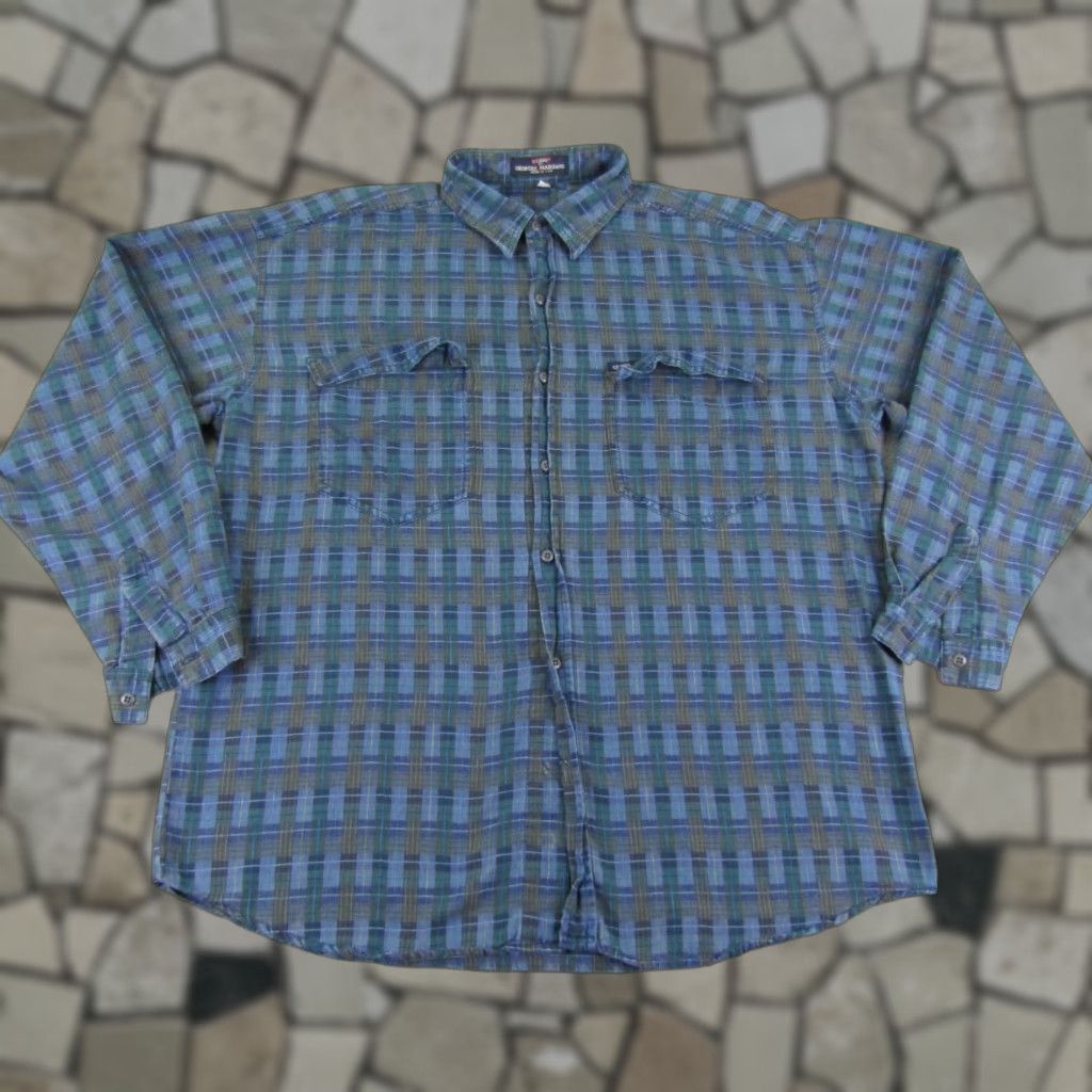 Guess VINTAGE GUESS Button-Up Shirt Mens Large Blue Plaid Twill Long Sleeve Flap Pockets Made in USA Size US L / EU 52-54 / 3 - 1 Thumbnail
