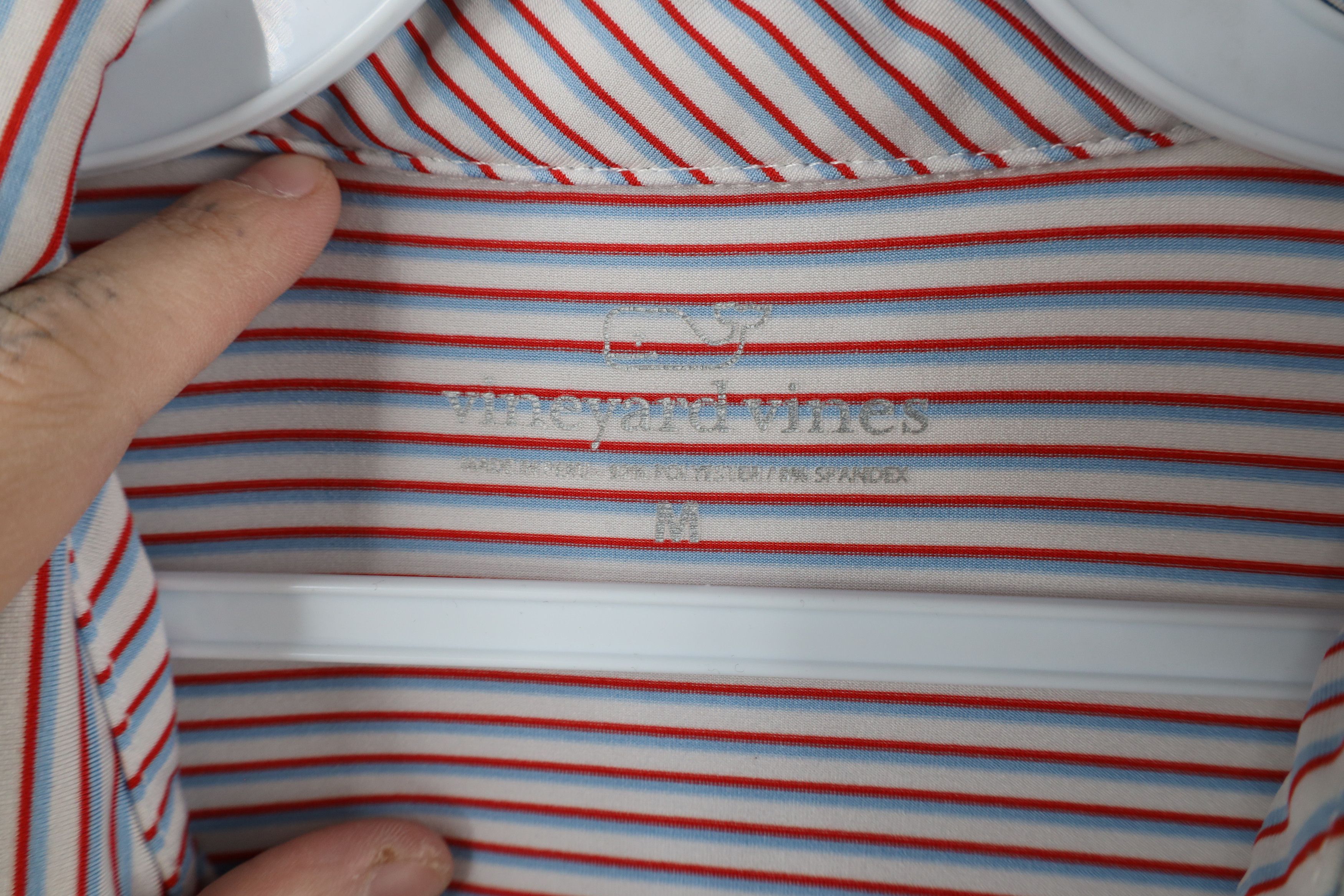 Vineyard Vines × Vintage Vineyard Vines Tech Striped Whale Logo Collared Golf Polo Size US M / EU 48-50 / 2 - 7 Thumbnail