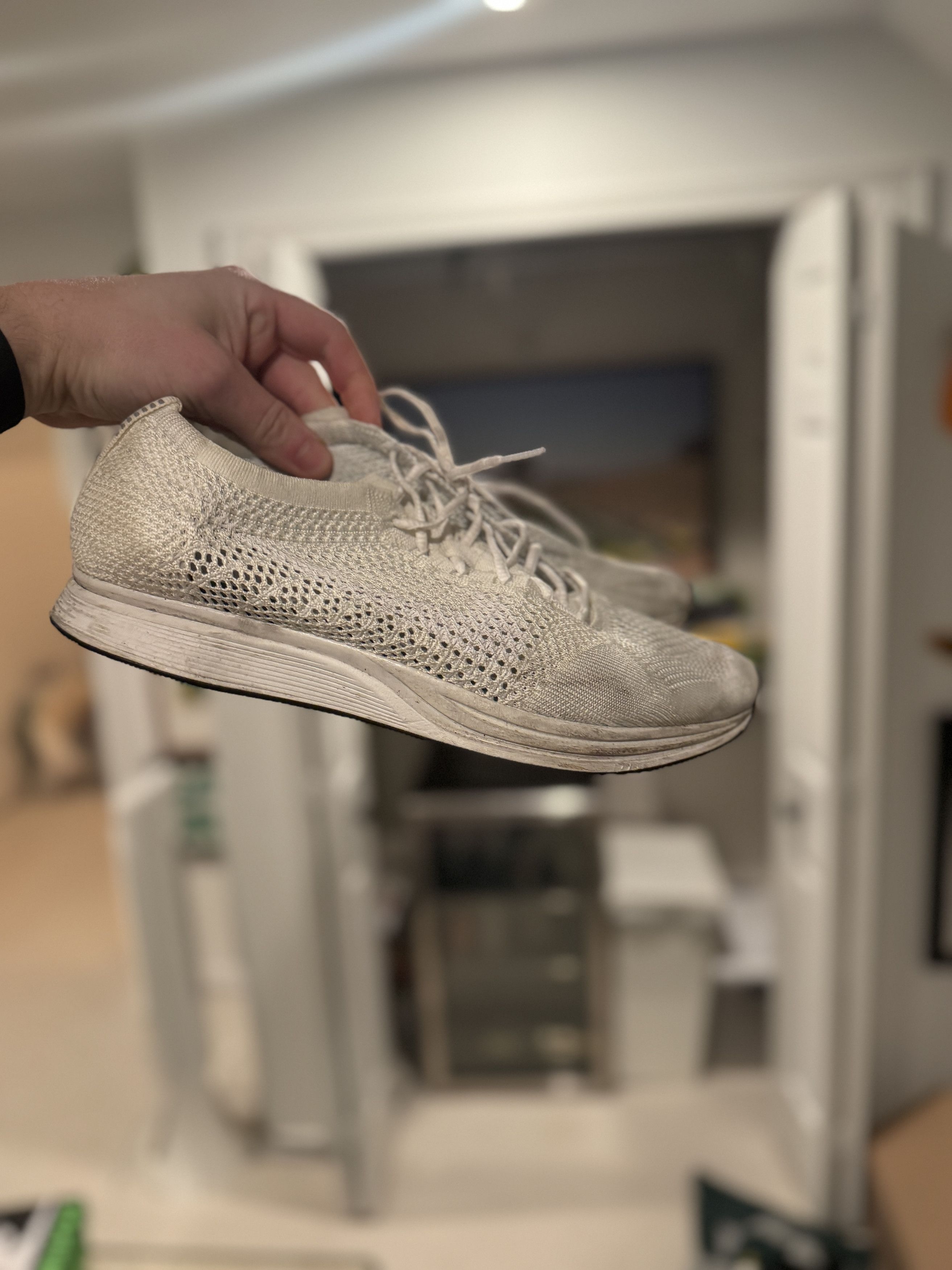 Nike Nike Flyknit Racer 'Goddess' in Triple White size 11.5 Size US 11.5 / EU 44-45 - 3 Thumbnail