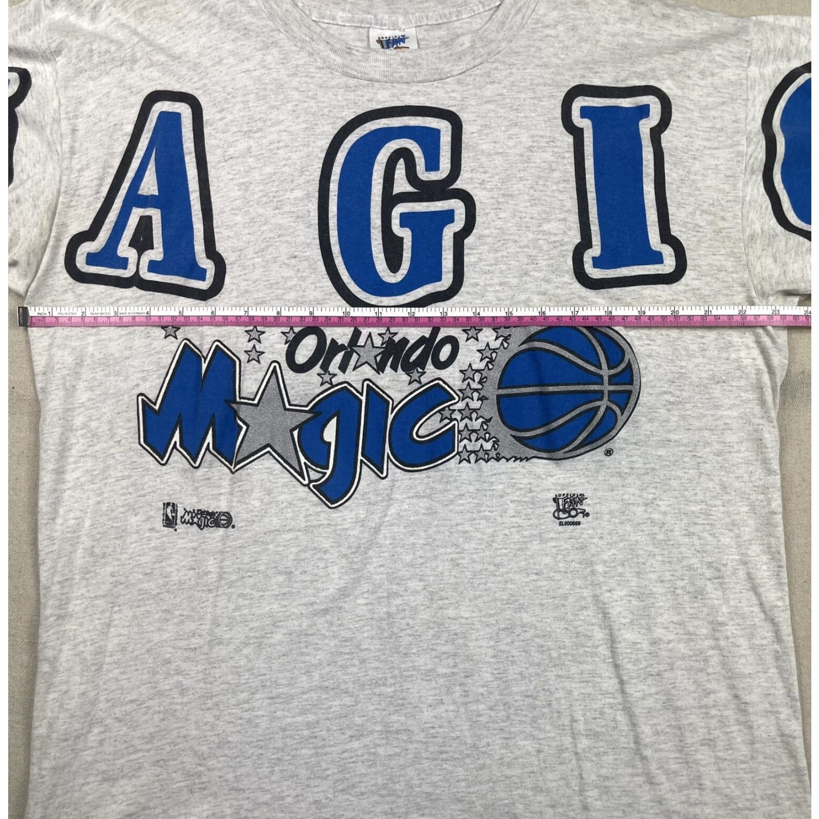 NBA VINTAGE Orlando Magic T Shirt XL 90s NBA AOP Spell Out Gray Cotton Single Stitch Men Shirts 1990s Shaquille O'Neal USA Salem Sportswear Deadstock Size US XL / EU 56 / 4 - 7 Thumbnail
