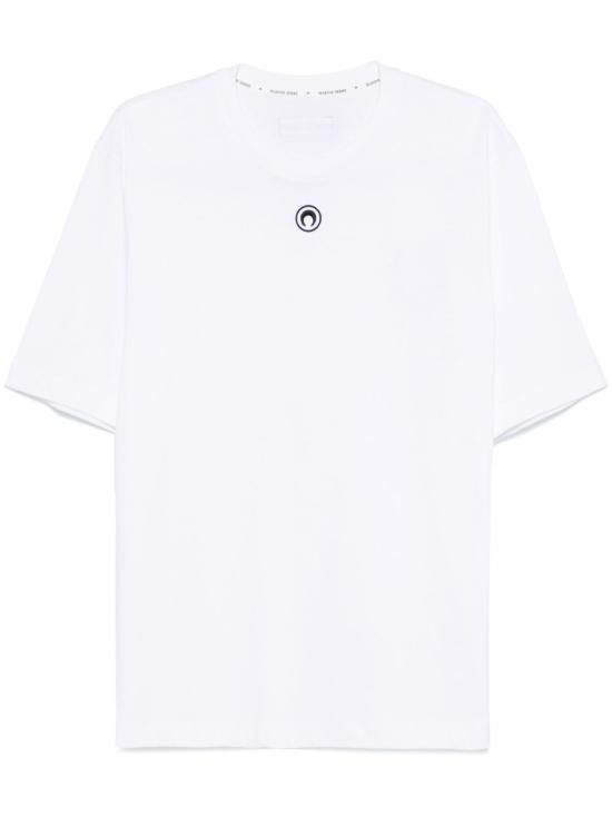 Tシャツ・カットソー MARINE SERRE SS25 T-SHIRT IN JERSEY (MTT077A CJER0009WH10) Moon Logo Jersey Loose Fit T-shirt • Marine Serre