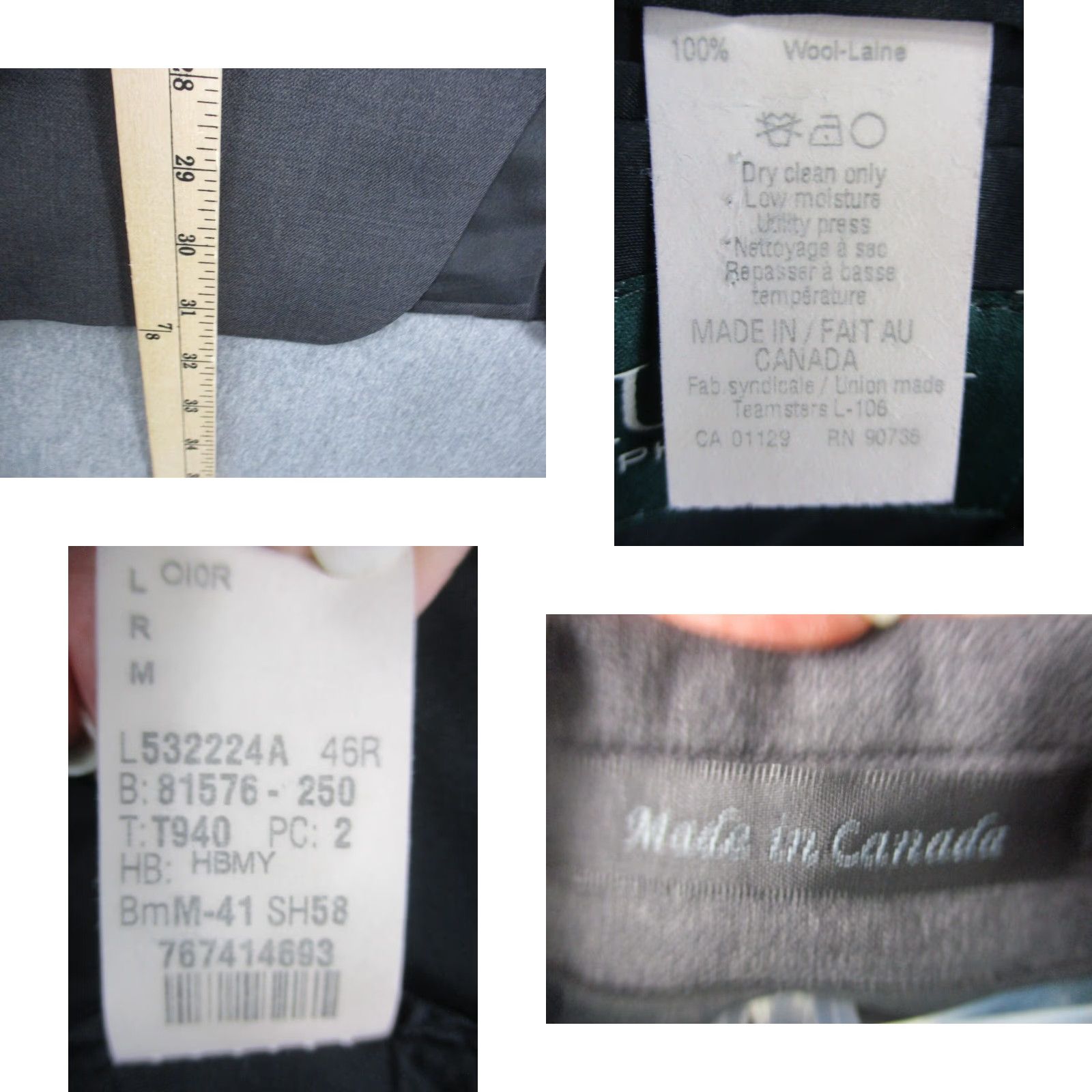 Ralph Lauren LAUREN RALPH LAUREN Wool Blazer Sport Jacket 46R Dark Gray Mens Blazer Notch Lapel Single-Breasted Two-Button Front 46 Chest 46R) Size 46R - 8 Thumbnail