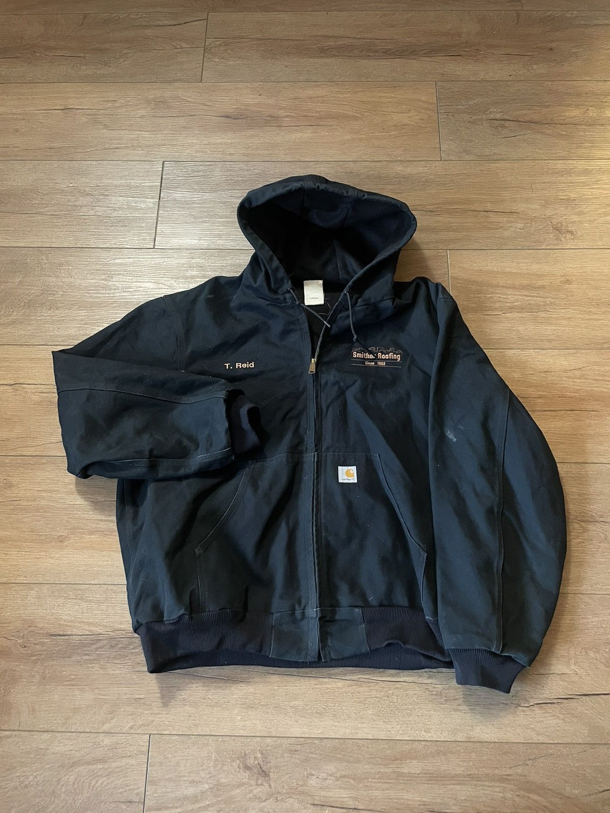 image of Carhartt Hooded Zip Up Workwear Jacket in Black, Men's (Size 2XL)