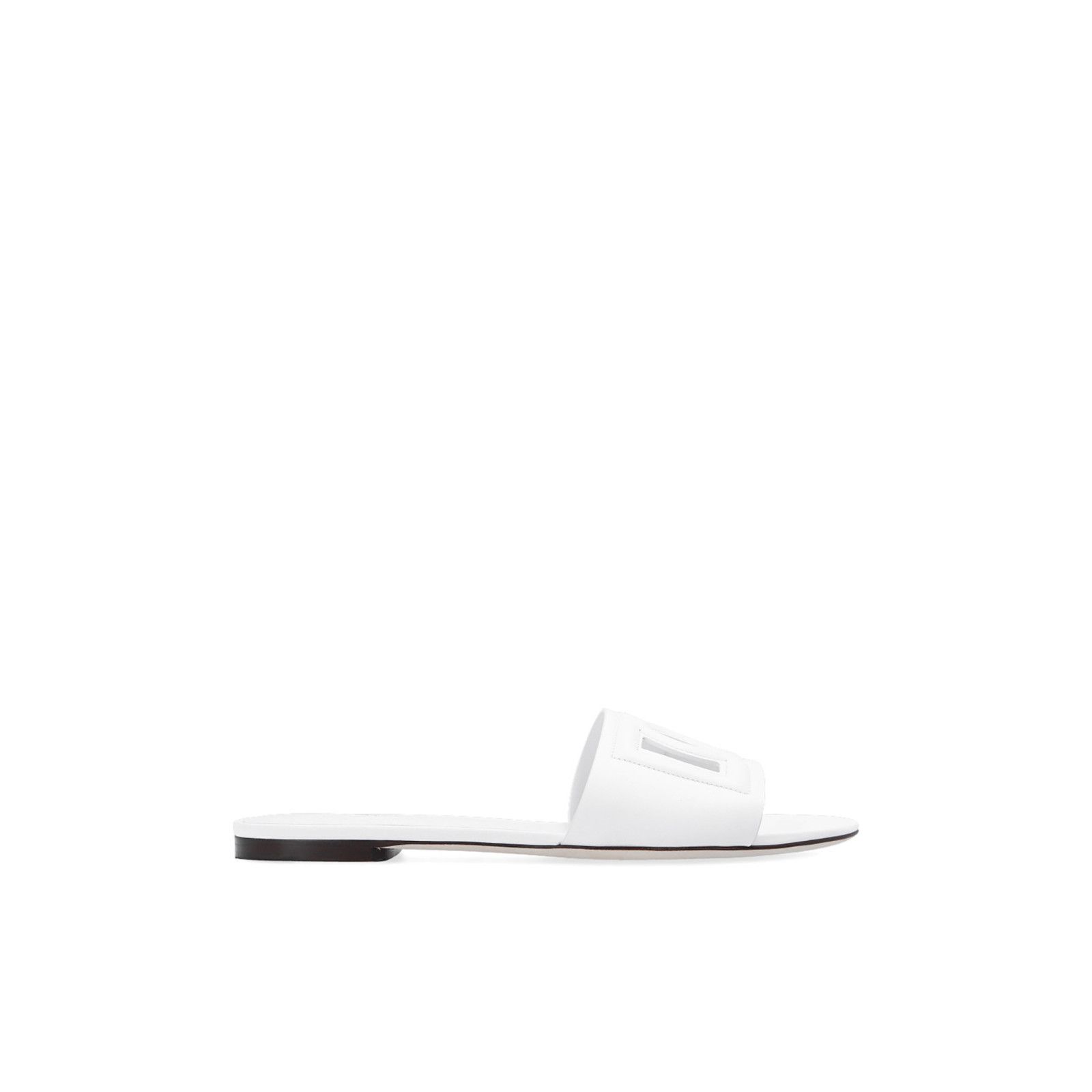 DOLCE&GABBANA White Leather Slides New & Authentic (Women's
