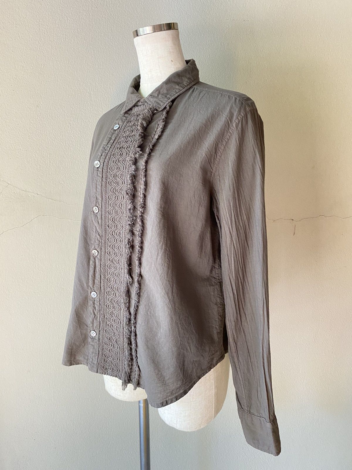 Issey Miyake Plantation Olive Grey Embroidered Fringe Shirt Size M / US 6-8 / IT 42-44 - 5 Thumbnail