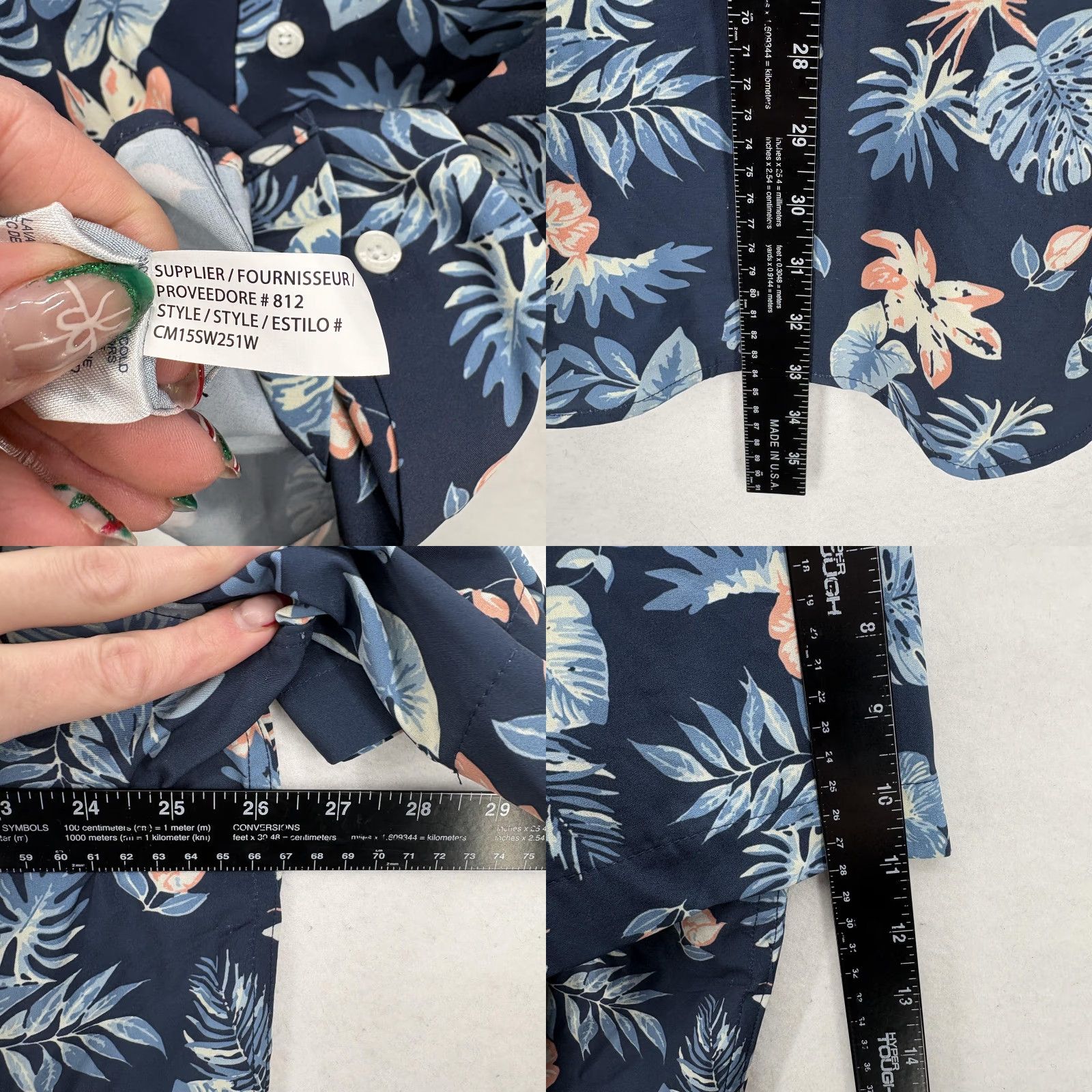 Chaps Chaps Shirt Mens 2XL Blue Hawaiian Floral Short Sleeve Performance Stretch Camp Shirt Size US XXL / EU 58 / 5 - 8 Thumbnail