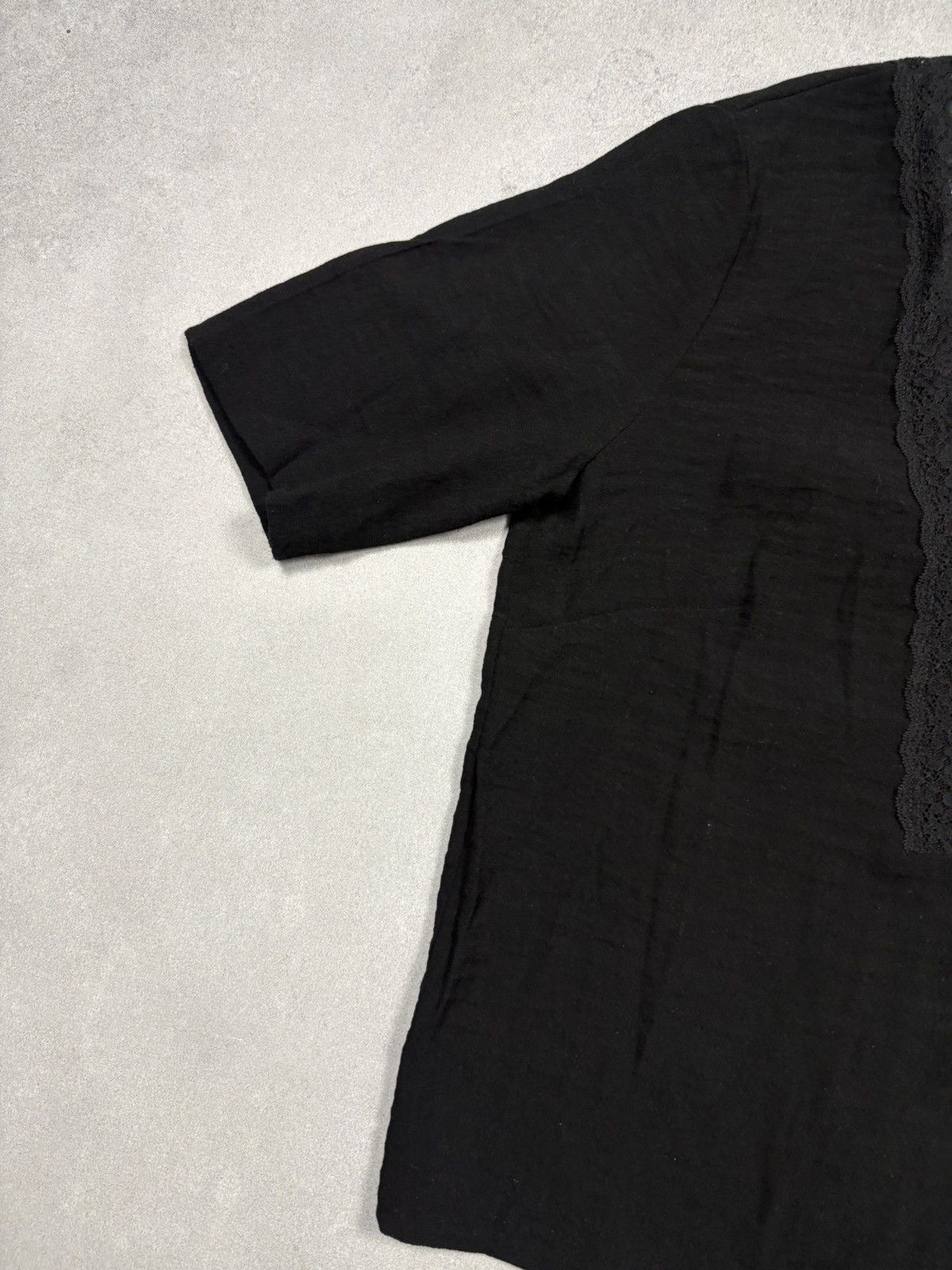 Sandro Sandro Paris Black Lace Sheer Blouse Top Short Sleeve Size M Size M / US 6-8 / IT 42-44 - 7 Thumbnail