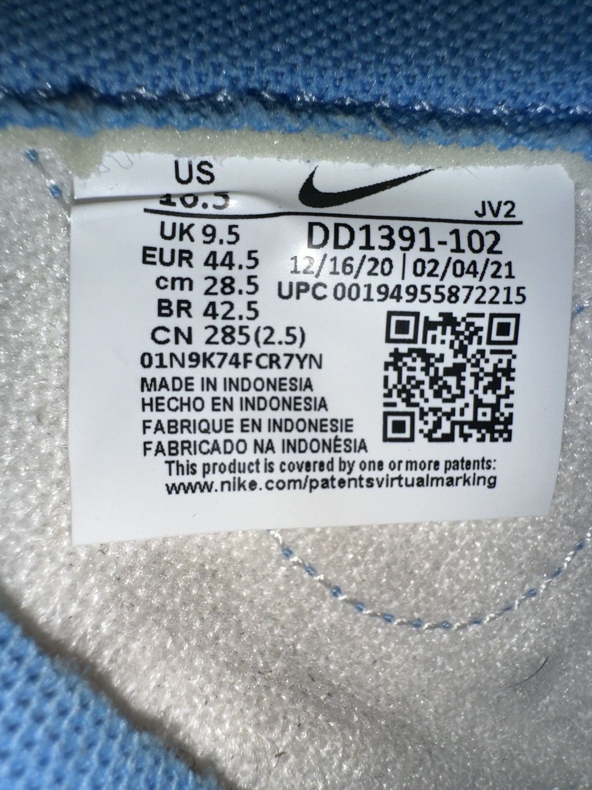 Nike Nike Dunk Low UNC (2021) Size US 10.5 / EU 43-44 - 7 Thumbnail